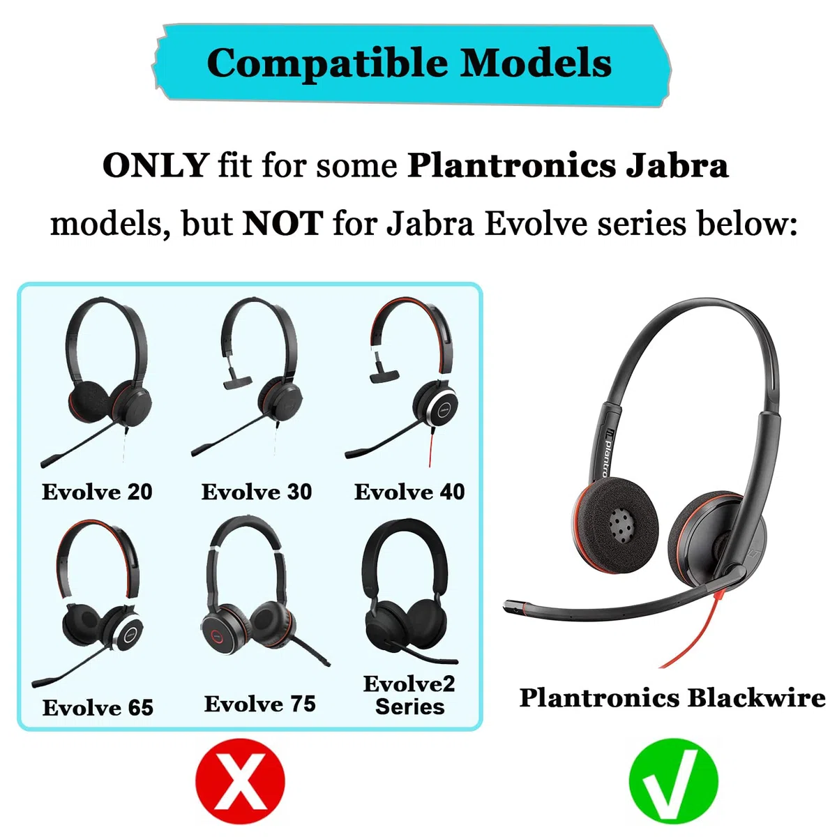Cuscinetti Cuffie di Ricambio Imbottiture Auricolari Copri Schiuma Compatibile con Plantronics HW520 Blackwire 3210 3220 3225 3320 3325 Compatibile con Jabra Biz 1500 2300 2400 620 920 930 (10 Pezzi)