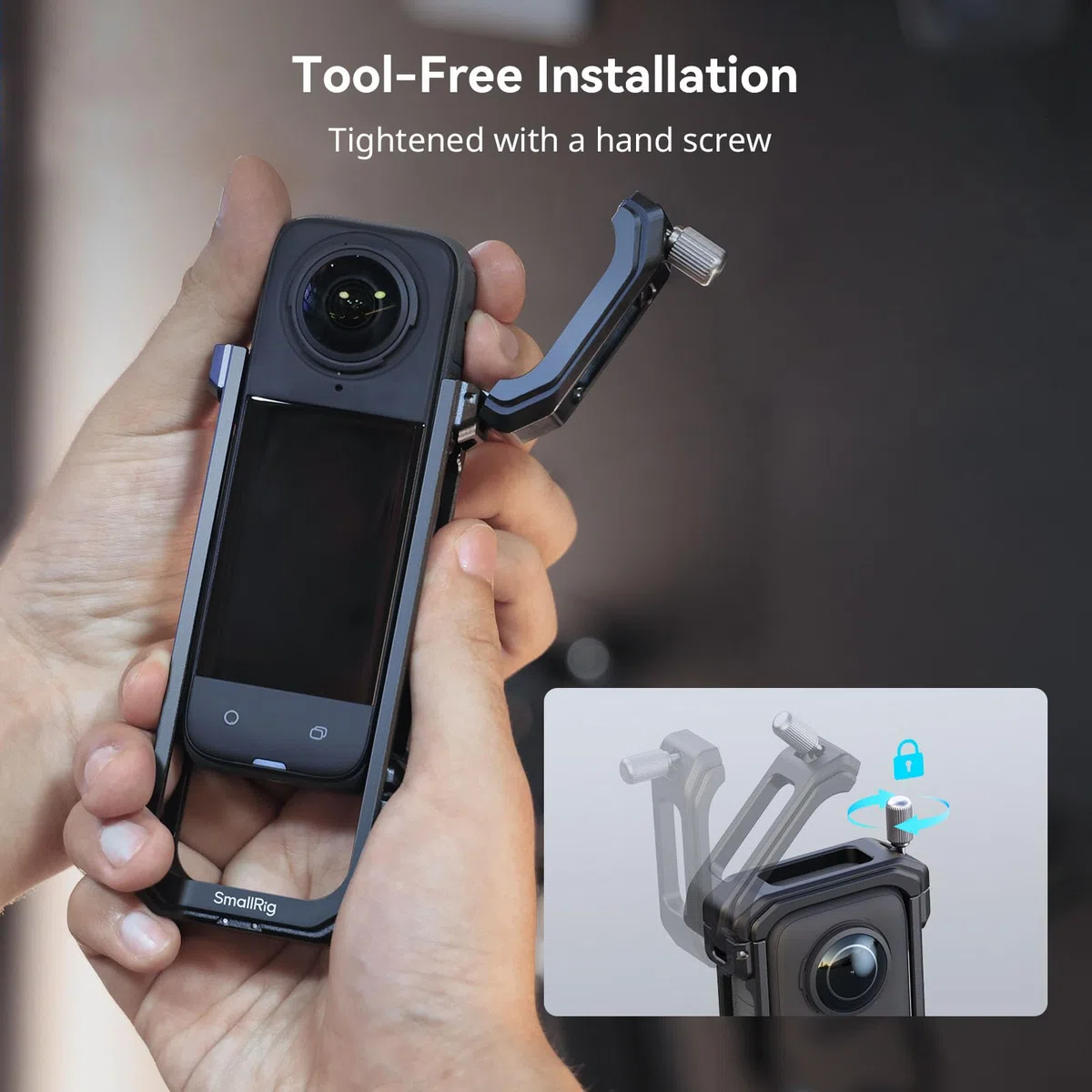 SMALLRIG Cage per Insta360 X4, Custodia Protettiva in Alluminio per Insta360 X4 con Copriobiettivo in Silicone, Slitta Fredda Incorporata e Foro Filettato Antideflessione da 1/4"-20-4278