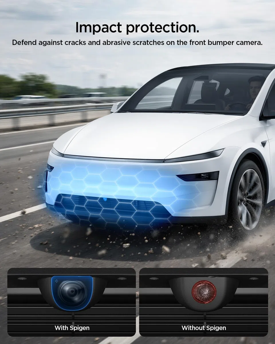 Spigen Protezione per Obiettivo Telecamera Anteriore per Tesla Model Y Juniper 2025-2026 (Standard/Premium/Performance), Copertura Fotocamera Paraurti Anteriore, Progettata per Accessori Tesla