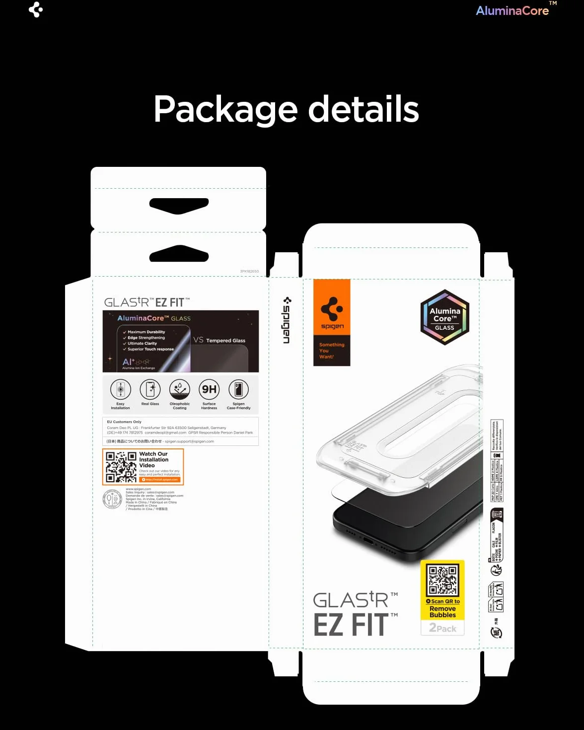 Spigen Glas.tR EZ Fit Vetro Temperato compatibile con iPhone 17 Pro, iPhone 17, iPhone 16 Pro, 2 Pezzi, Installazione Facile, Cristallino, Durezza 9H Pellicola prottetiva