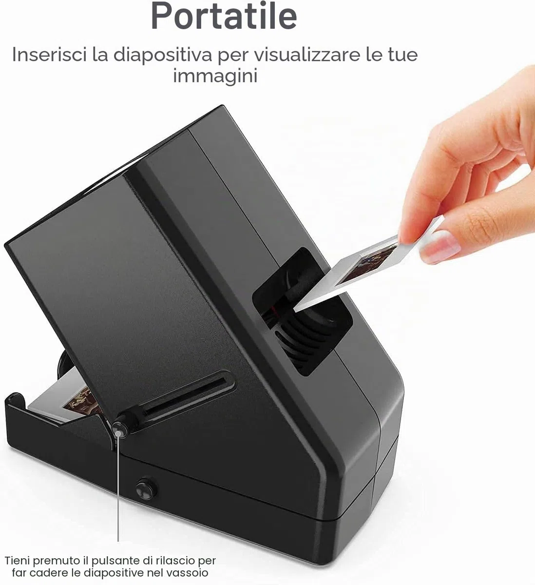 35 mm, ingrandimento 3x e visualizzazione da tavolo illuminata a LED e funzionamento a batteria, per diapositive da 35 mm e negativi del film positivo (batterie 4AA incluse)