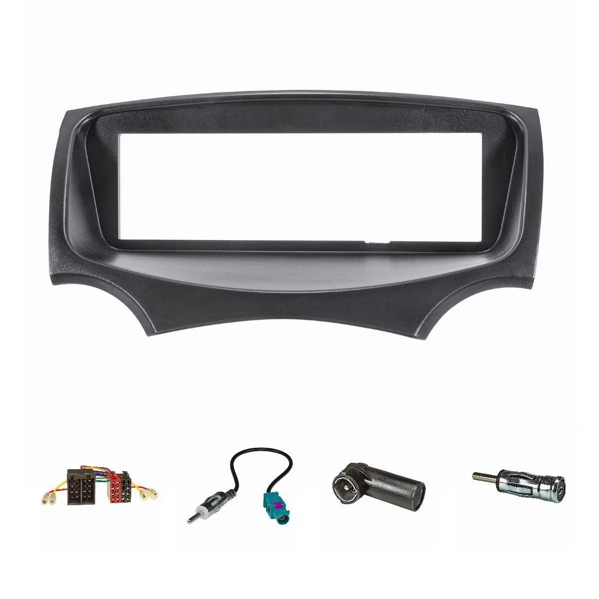 tomzz Audio 2415-051 Set di cornici radio compatibili con Ford KA RU8 My.2009-2017 nero con adattatore radio ISO Fakra Adattatore antenna DIN ISO