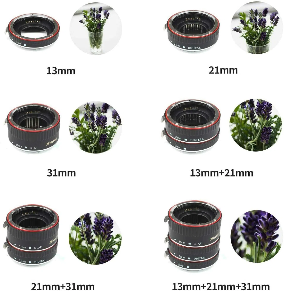 Set di tubi di prolunga macro per messa a fuoco automatica per fotocamere Canon EOS EF DSLR 1100D 700D 650D 600D 550D 500D 450D 400D 350D 300D 100D 70D