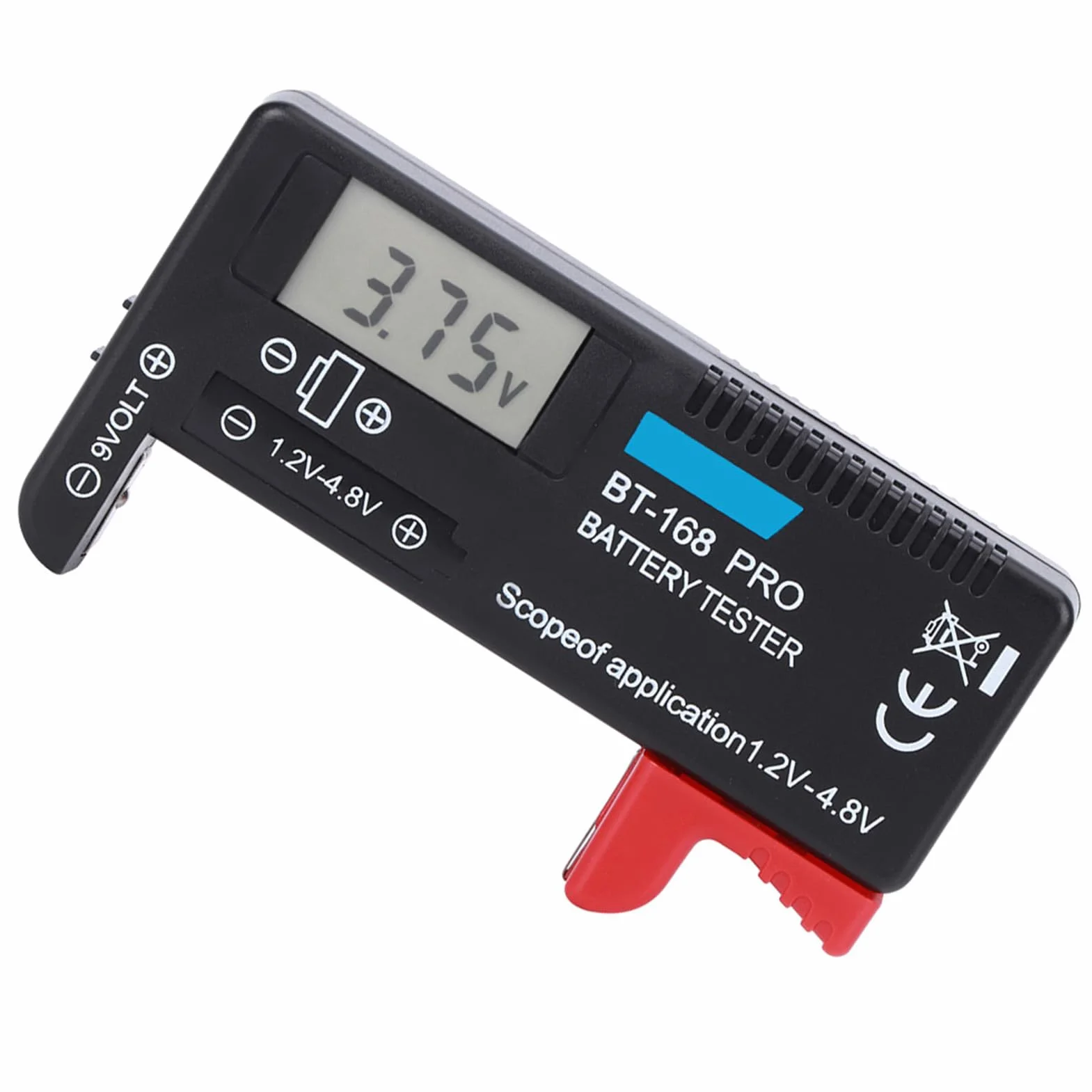 Tester Digitale della Batteria BT-168PRO, Tester del Livello di Durata della Batteria con Display LCD per CR2032 LR44 L736 6F22 9V AAA AA D C 16340 14500 10440, ecc.