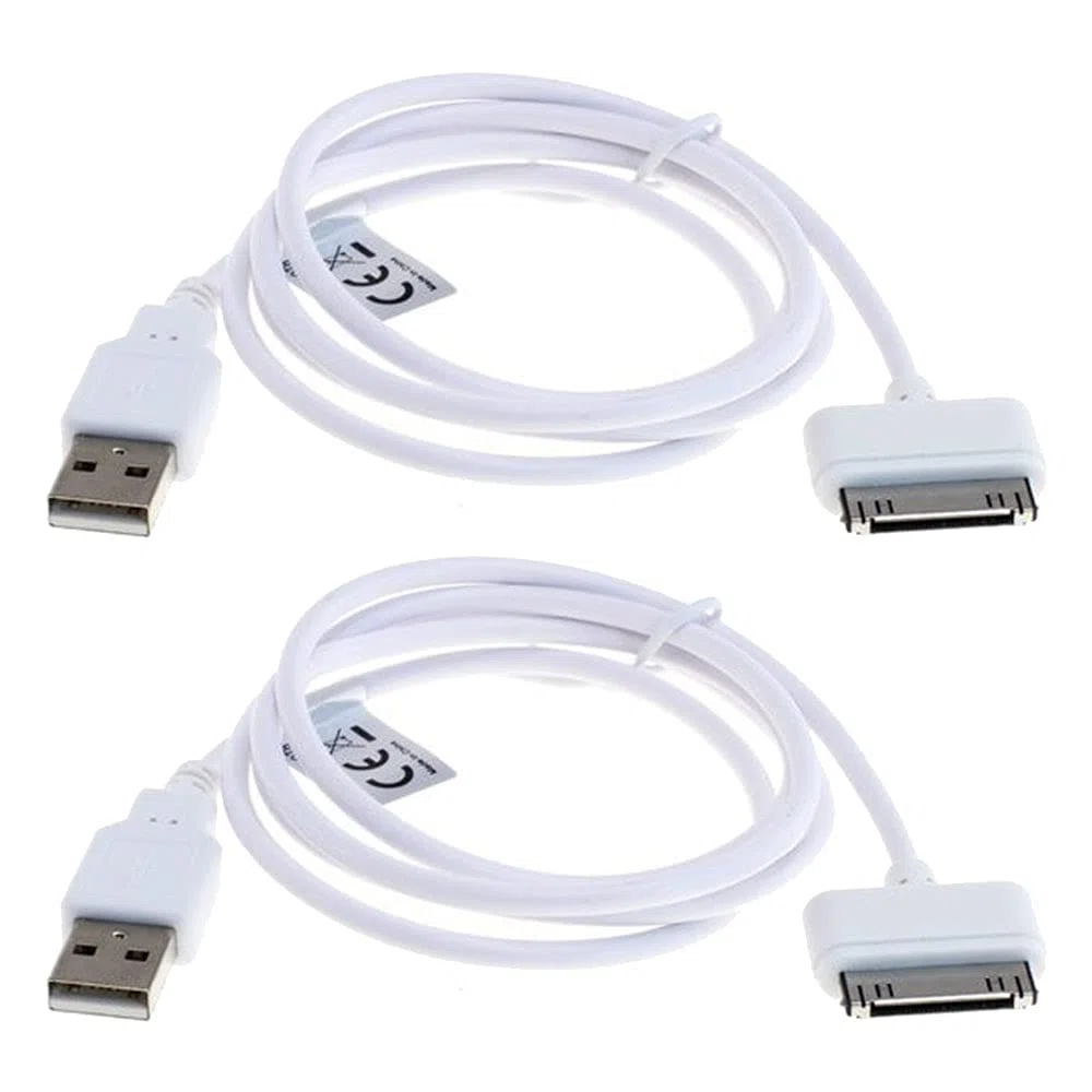 subtel 2x Cavo di ricarica 30 Pin Dock Connector compatibile con Apple iPod Mini 1. & 2. Gen Nano 1. - 6. Gen Touch 1. - 4. Gen MA591G cavetto USB per lettore MP3 1m in bianco per player multimediale