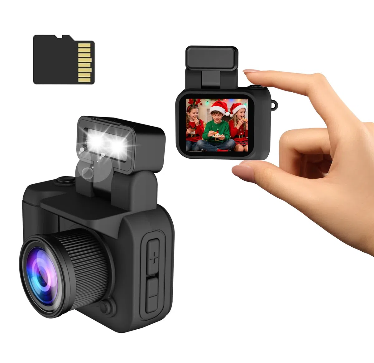 Xilecam Mini Macchina Fotografica Vintage con Scheda da 32 GB Mini Fotocamera Portachiavi Un Regalo Molto Creativo Fotocamera Compatta Digitale（Nero opaco）