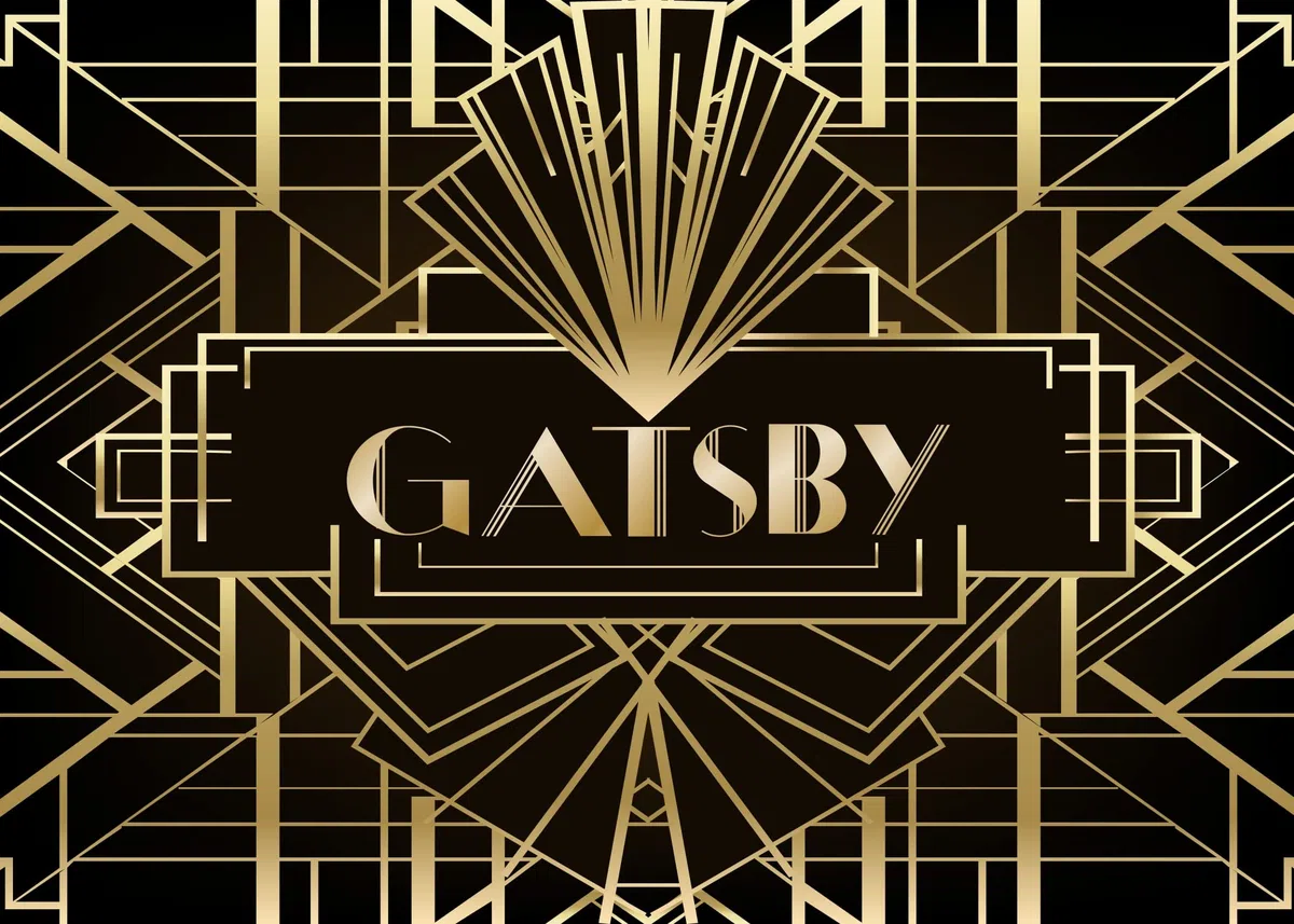 BELECO 2.1x1.5mSfondo in tessuto Gatsby per fotografia Grande striscione dorato nero e oro Anni '20 Retro Ruggente Gatsby Decorazioni per feste a tema Sfondo di compleanno Studio fotografico