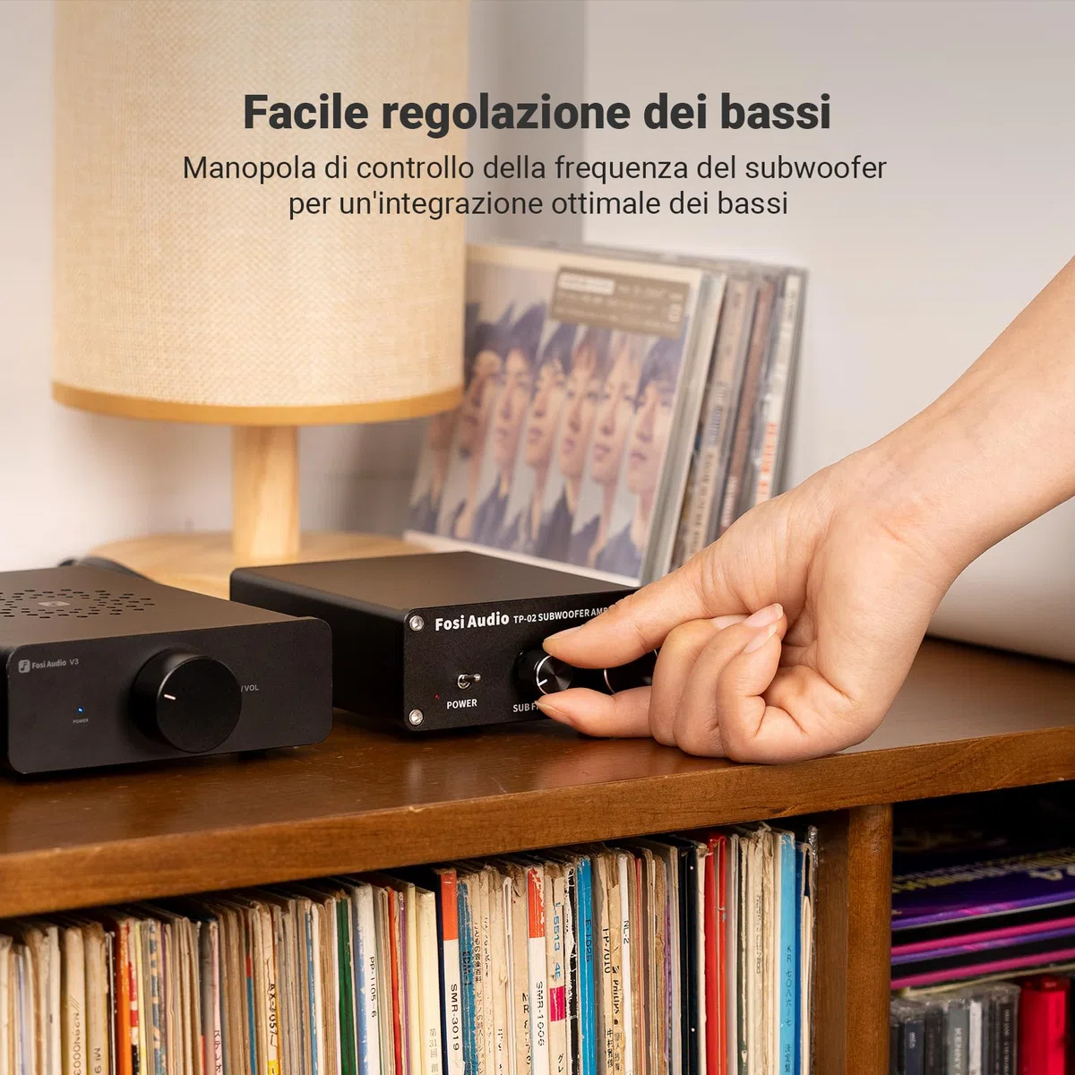 Fosi Audio TP-02 220Watt Amplificatore Subwoofer Mini Sub Bass Amp Digitale classe D Integrato per Subwoofer TDA7498E