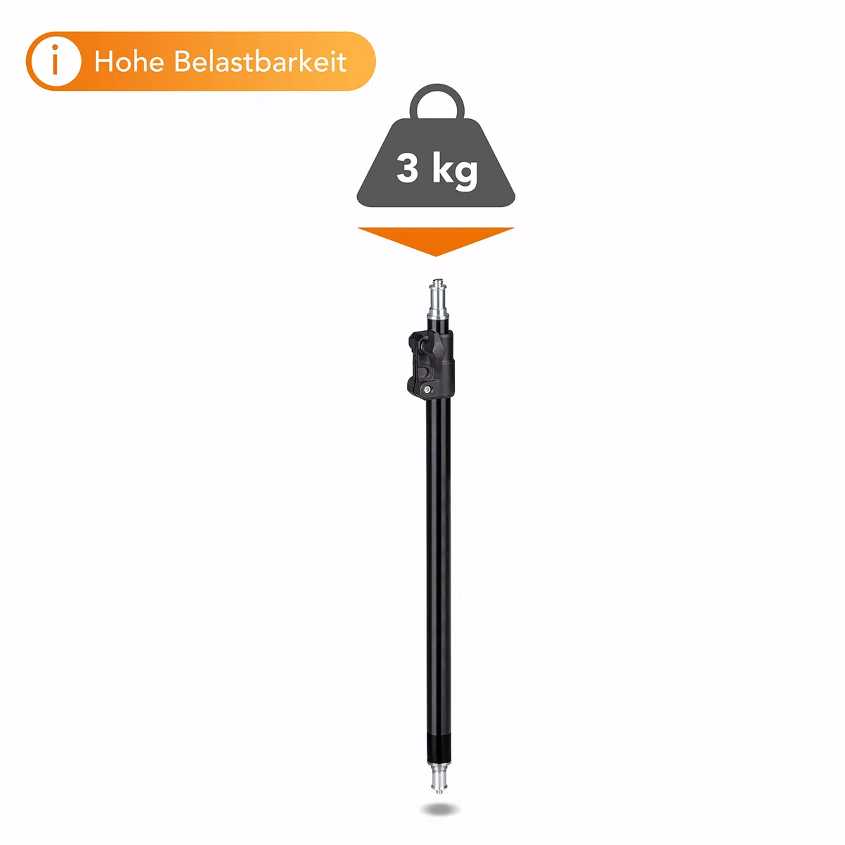 Walimex pro Colonna centrale allungabile per treppiede, treppiedi da pavimento, flash da studio UVM. Altezza regolabile da 45 a 80 cm, senza fondo, portata fino a 3 kg, 5/8 spigot con 3/8 e 1/4