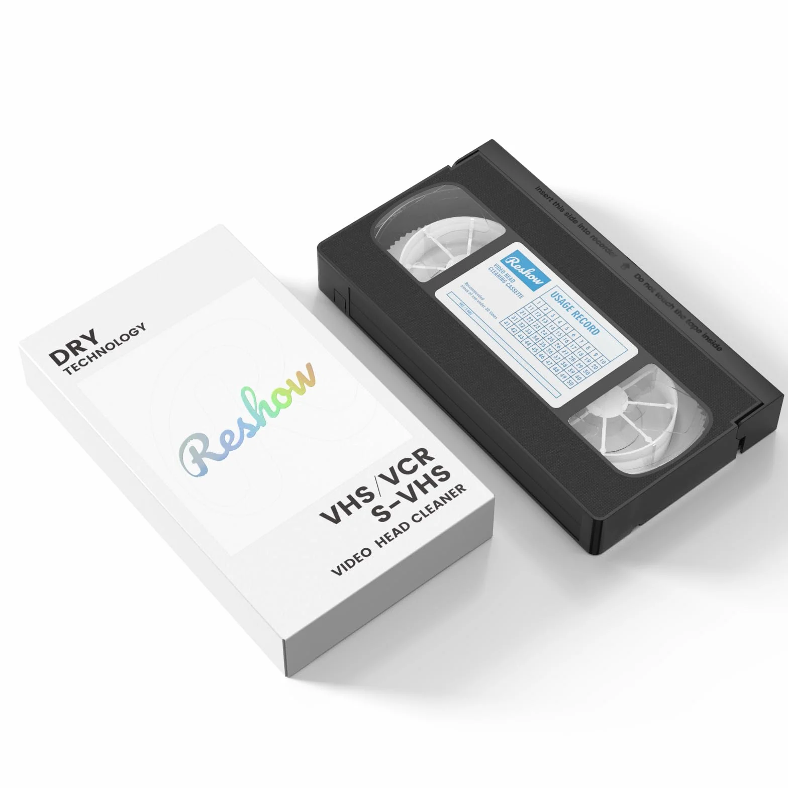 Reshow Nastro di Pulizia per Testina VHS/VCR - Pulitore di Testine per Lettori VHS, Tecnologia a Secco, Nessun Fluido Richiesto (Dry)