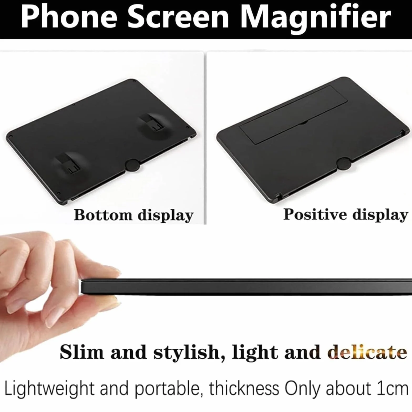 Amplificatore schermo telefono, 3D HD Lente di ingrandimento per la visione di video, pieghevole Lente di ingrandimento per alle smartphone (Nero, 16 Zoll-pl)