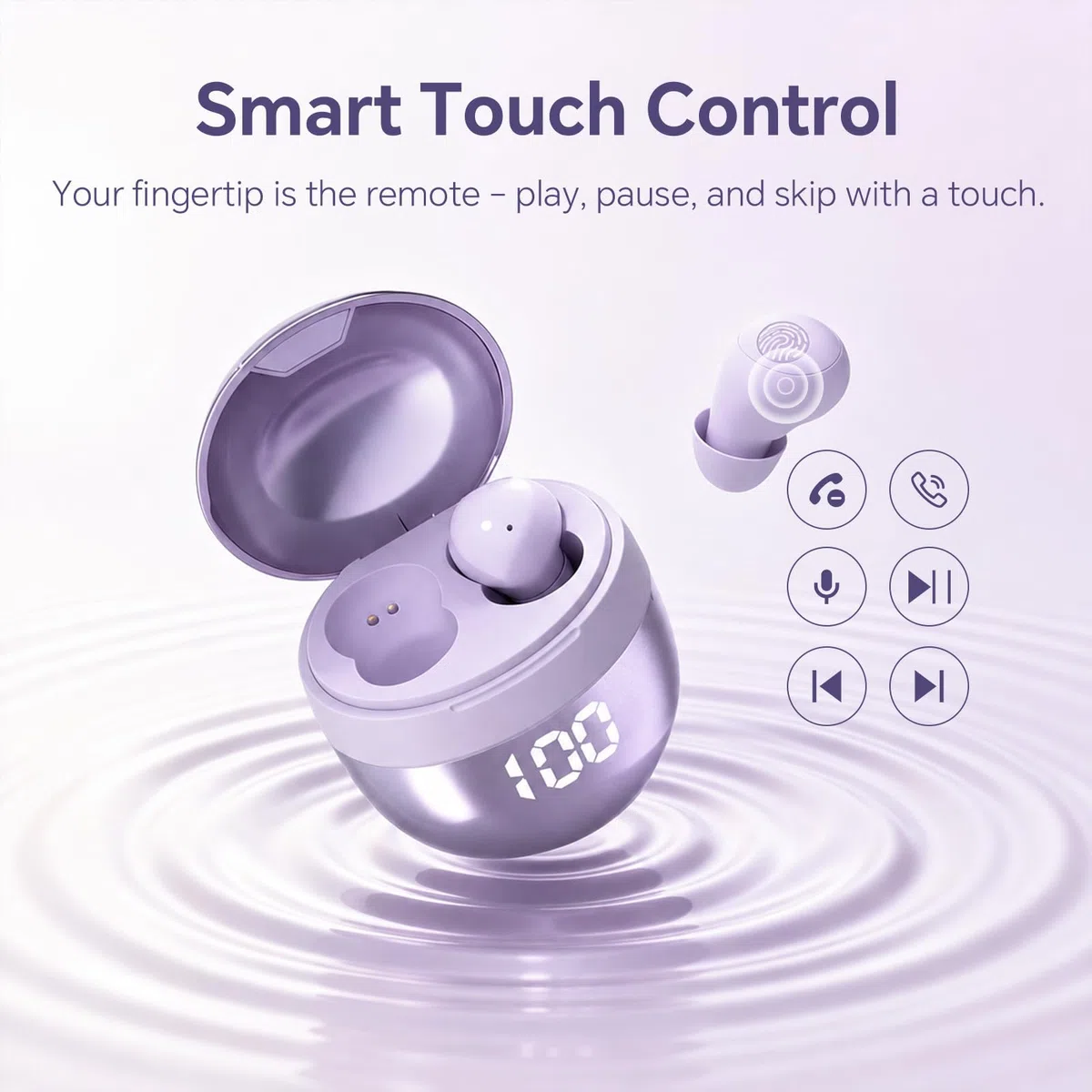 Xmenha Mini auricolari invisibili, piccoli, viola, wireless, nascosti, discreti, per orecchie piccole, Bluetooth, morbidi e piccoli, per iPhone, Android, dormire, ufficio, lavoro, pendolari