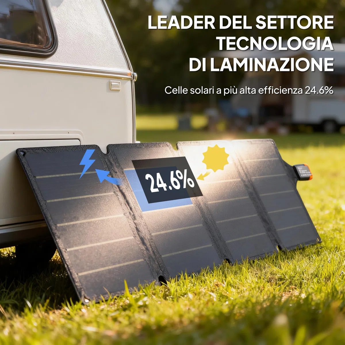 HOMCOM Caricabatteria Solare 36W, Caricatore Solare Pieghevole con Attacco Tipo-C e Adattatore da USB-A per Smartphone e Tablet, Impermeabile IP67 in ETFE, per Campeggio e Uso Esterno, Grigio
