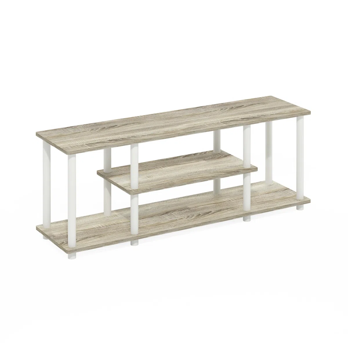 Furinno Supporti TV di Intrattenimento a 3 Livelli, Oak/White, 140 cm
