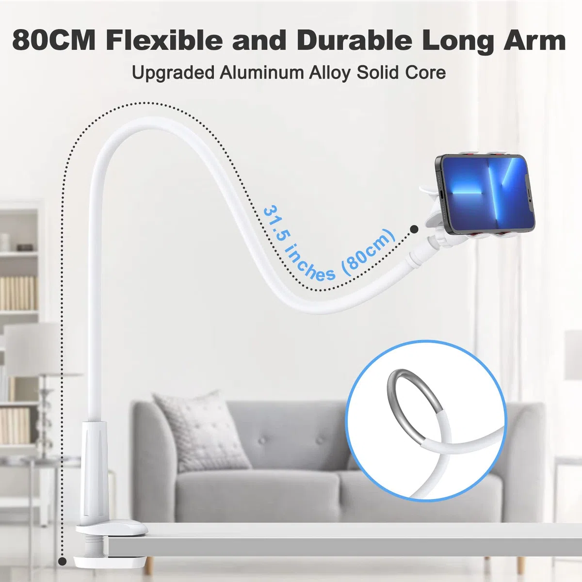 VIVI MAO Supporto universale per telefono cellulare a collo di cigno flessibile a 360 gradi, staffa di montaggio a bracci lunghi, morsetto per telefono 11 Pro Xs Max XR X 8 7 6 6s Plus e altri