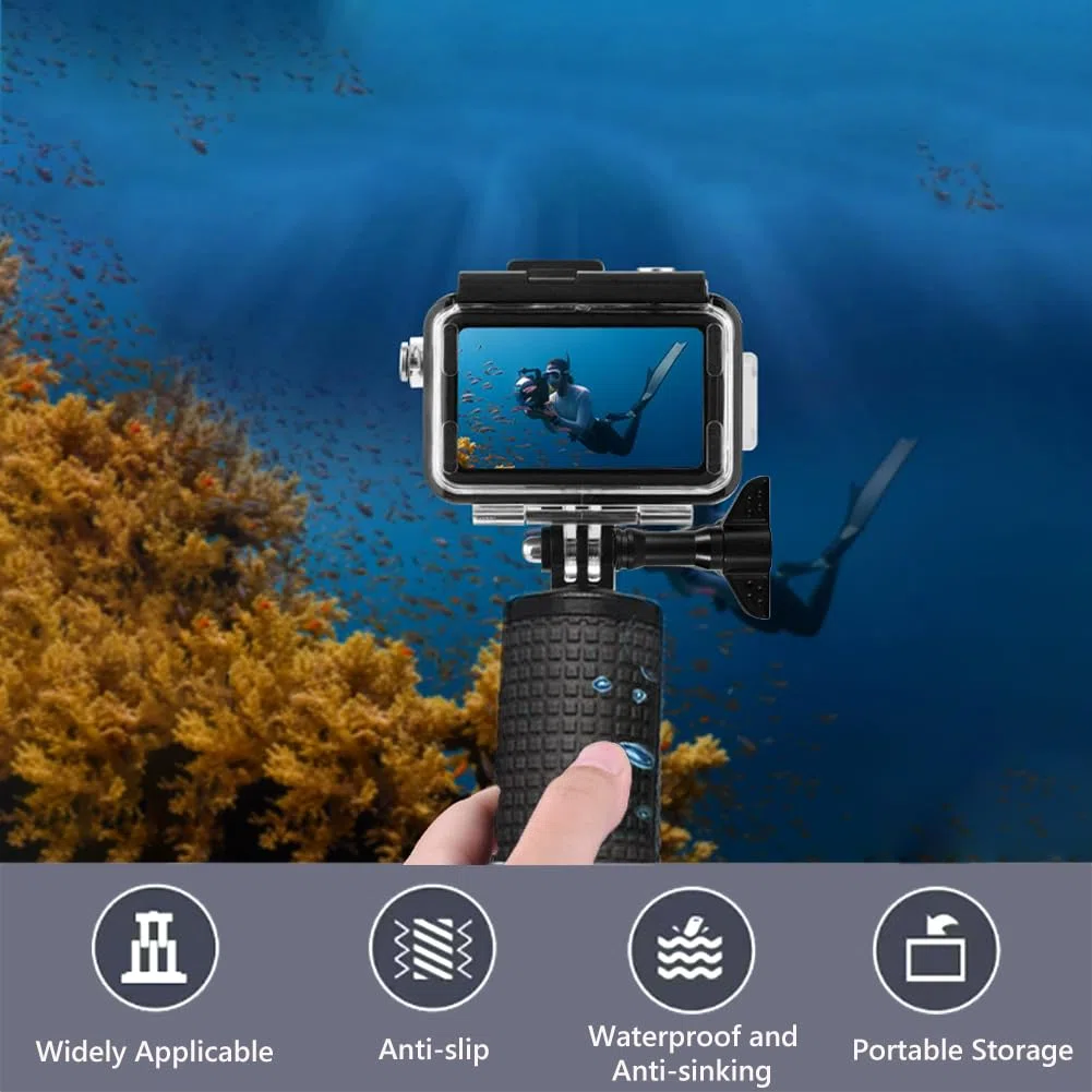 Custodia impermeabile compatibile con DJI Osmo Action 6 + manico galleggiante + 6 inserti anti-appannamento + clip di montaggio rapido