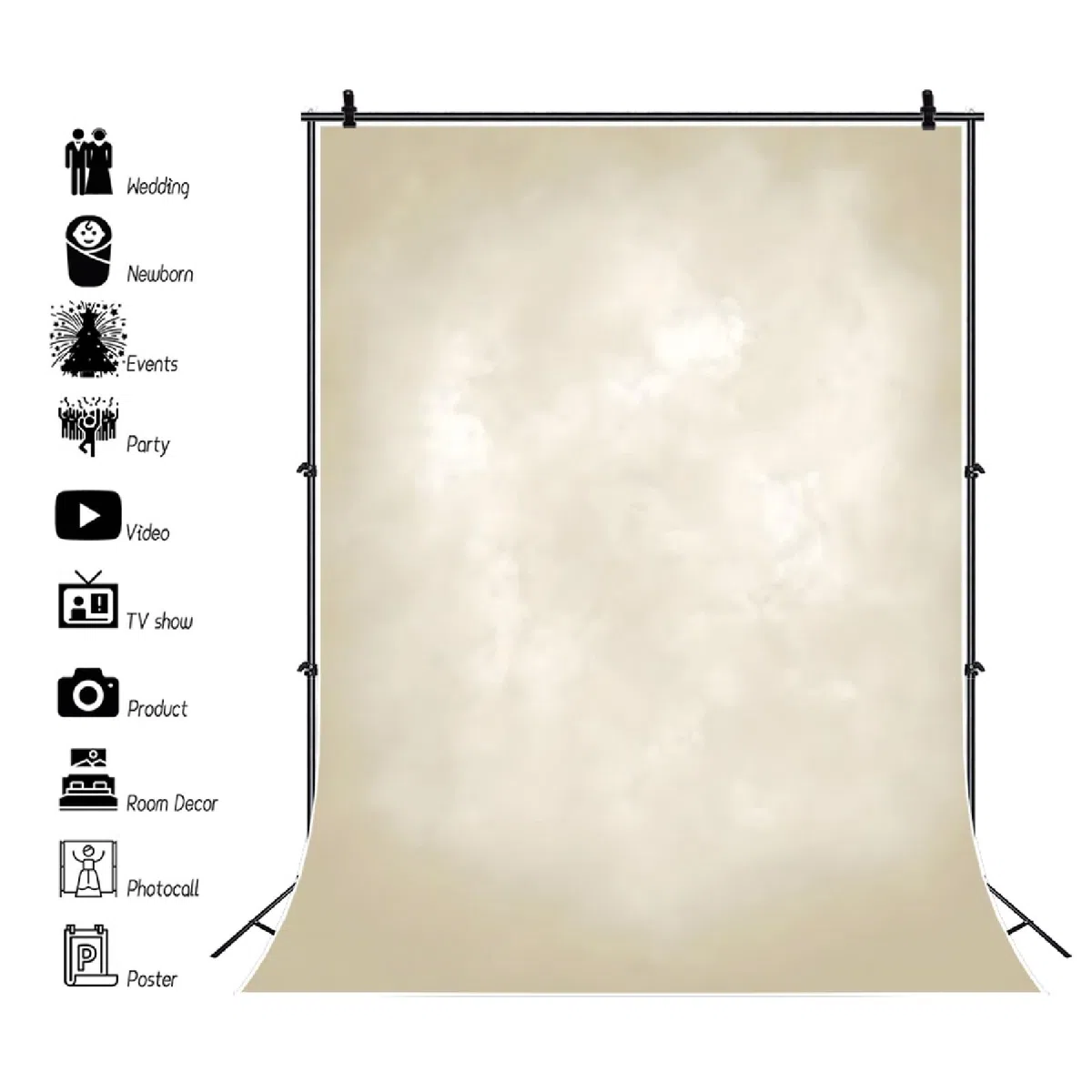 YongFoto 2x3m Fondali fotografici per la fotografia Beige avorio sfumato Struttura astratta Sfondo dello studio Decorazione per Famiglia Ritratto Puntelli di nozze Carta da parati per feste