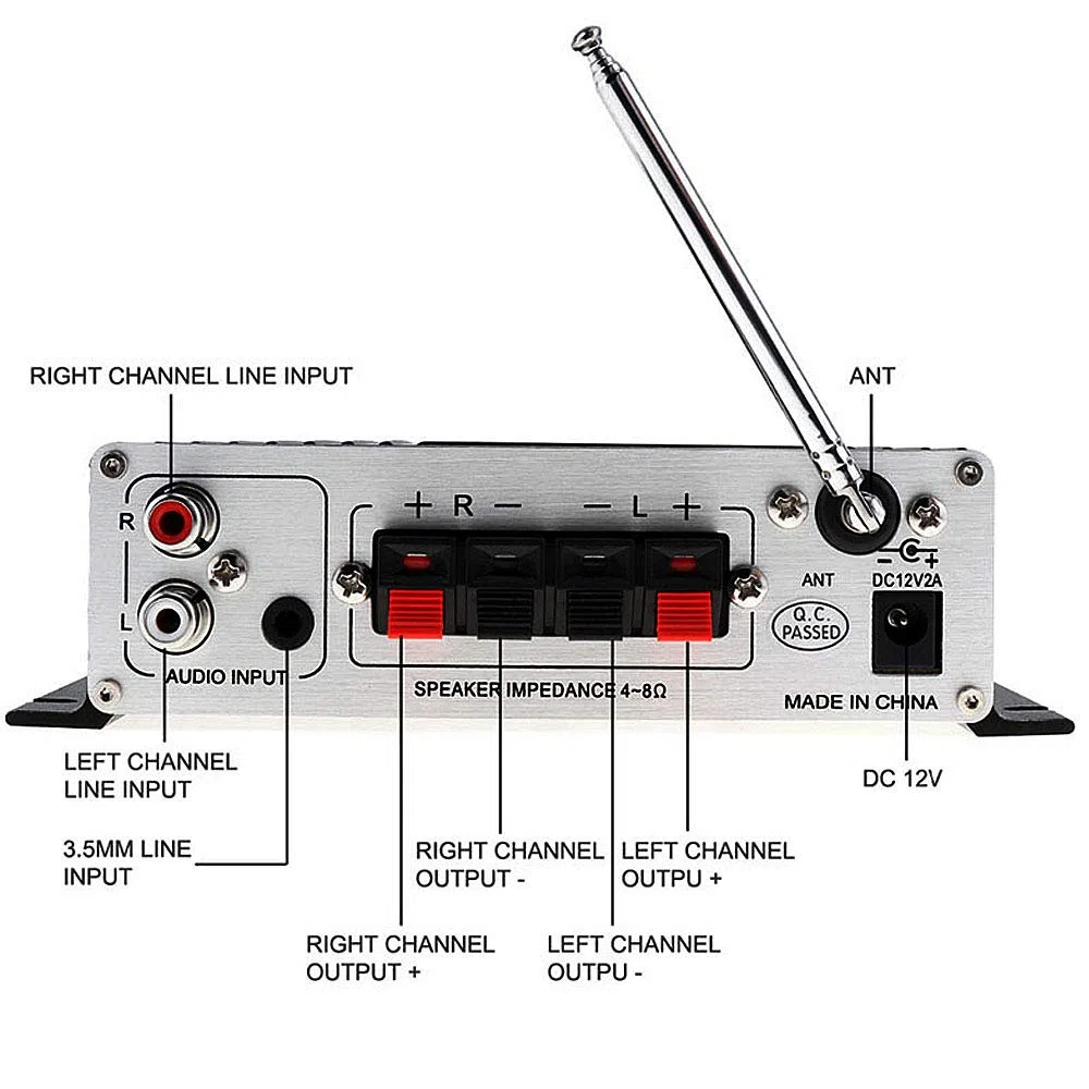 DollaTek Lepy A7USB Amplificatore di Potenza per Auto Amplificatori Stereo per Lettore MP3 FM USB da Auto Multifunzionale
