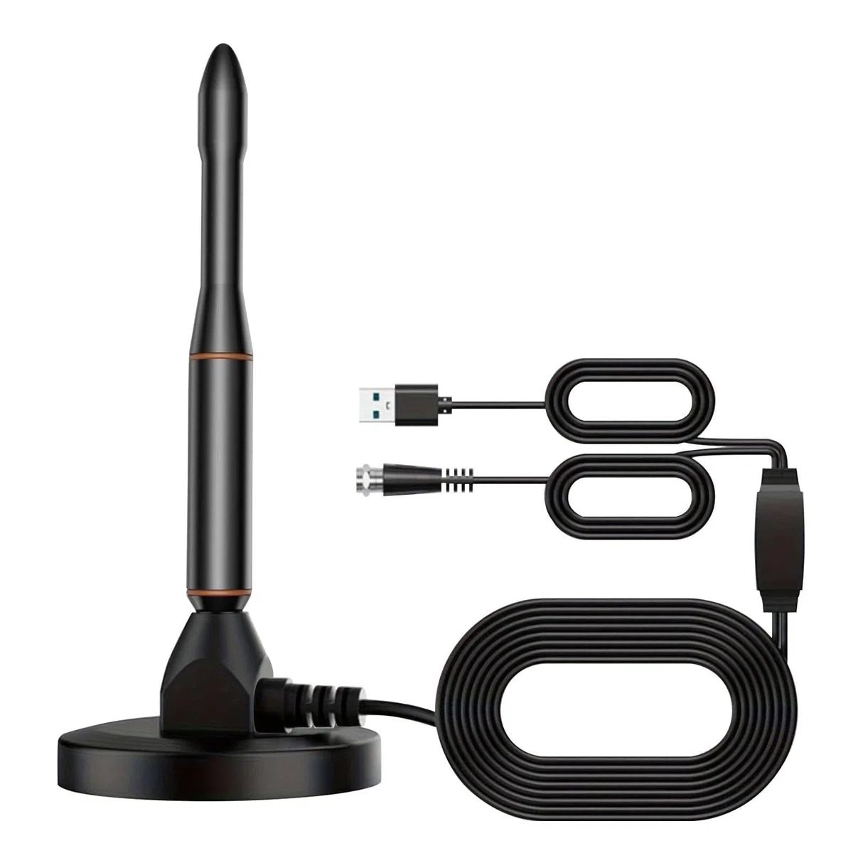2026 Nuova Antenna Tv digitale Interna, Interni ed Esterni con Base Magnetica, Amplificatore di Segnale Support 4K HD/1080P/VHF/UHF per Home Smart Televisione/Radio, Cavo Coassiale 5M