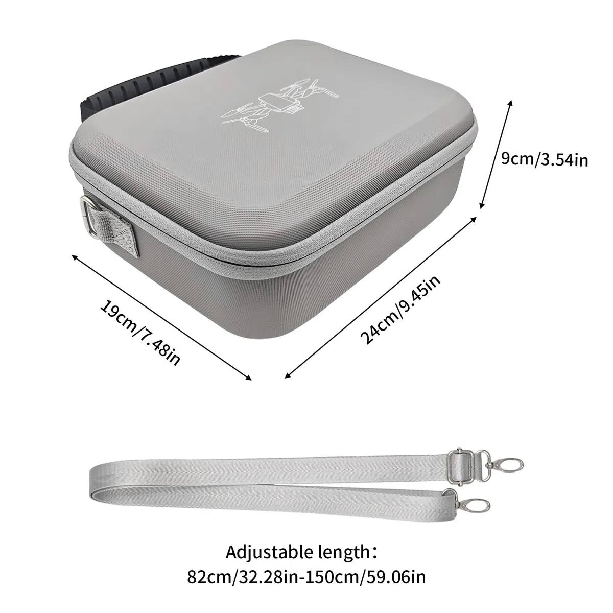 Mini Custodia per DJI 4K, Sacchetto Trasporto per Mini 2 SE, Borsa Portatile per Accessori Drone e Controller, Valigetta Compatta Impermeabile con Cintura Spalla, Grigio
