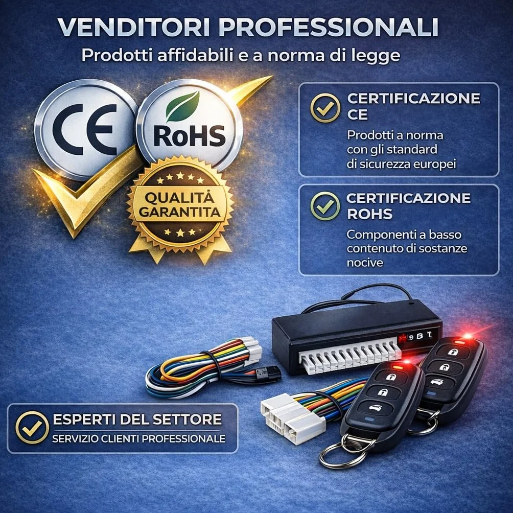 CAR PASSION Kit Chiusura Centralizzata Auto Universale - 2 Telecomandi, Apertura Baule e Controllo a Distanza - Facile da Installare, Sicuro e Compatibile con Tutti i Veicoli