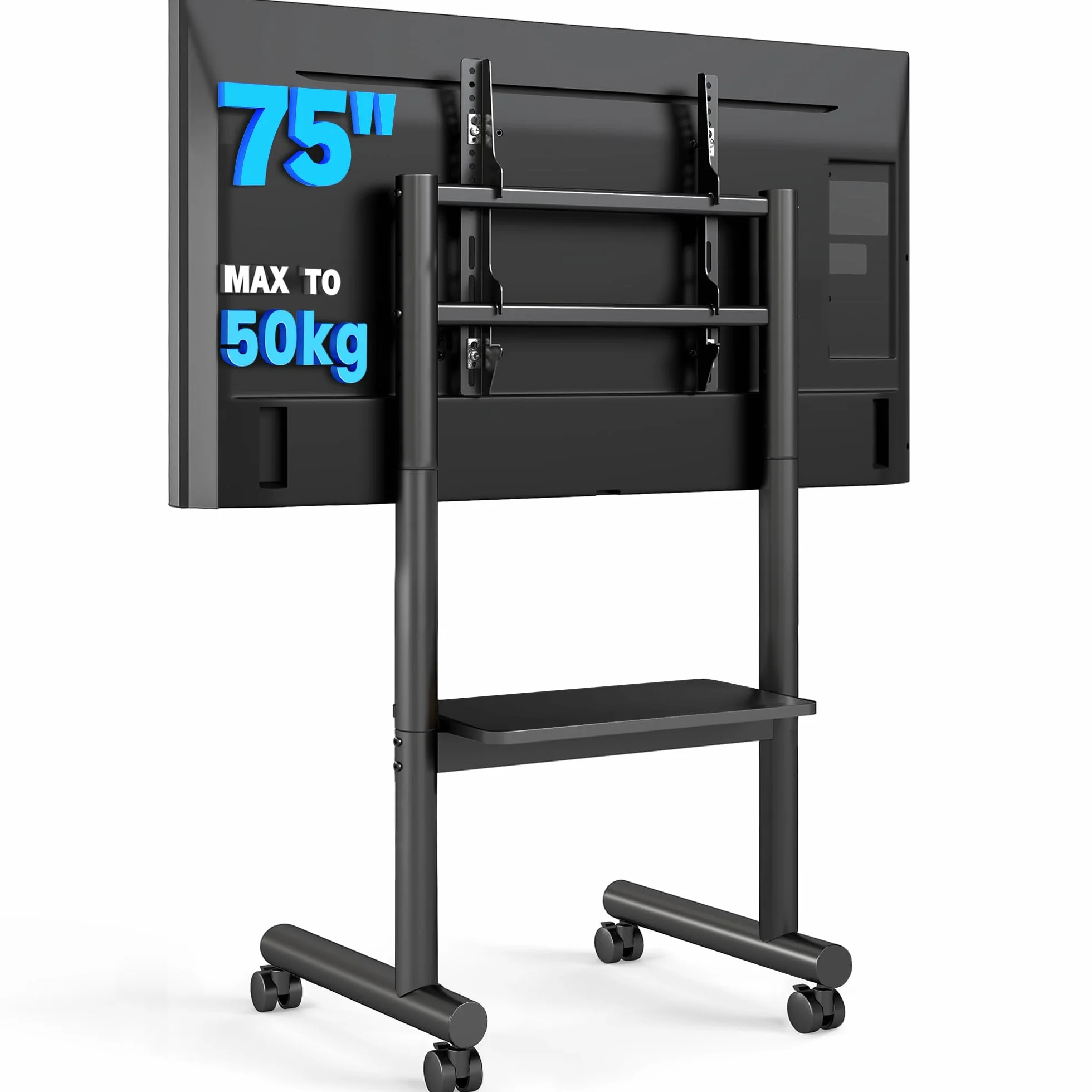 5Rcom Supporto TV Mobile - Carrello Regolabile con Ruote per TV 32-70 Pollici, fino a 50 kg, con Ripiano (LCD/LED/OLED)