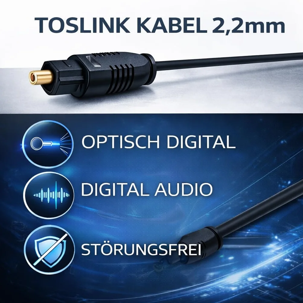 PerfectHD - Cavo Toslink ottico maschio-maschio, diametro 2,2 mm - 20 metri - 1 pezzo