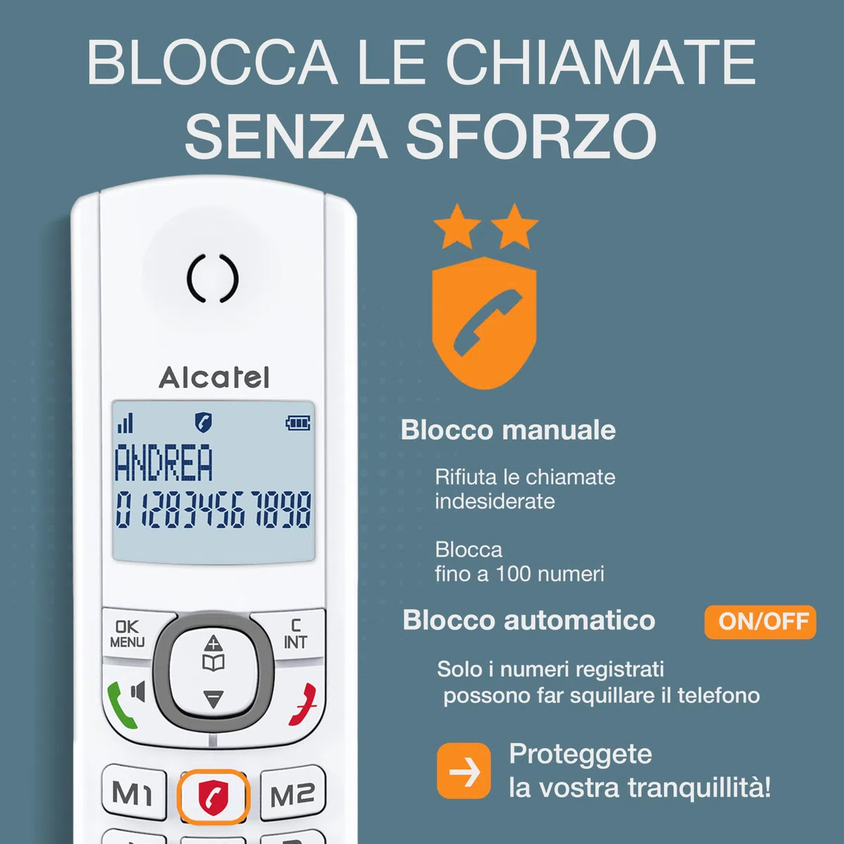 ALCATEL F530 Voice Trio - Telefono fisso cordless DECT con segreteria - Grande display - Vivavoce - Funzione blocco chiamate - 2 tasti di memoria diretta - 3 portatili - Bianco/Grigio