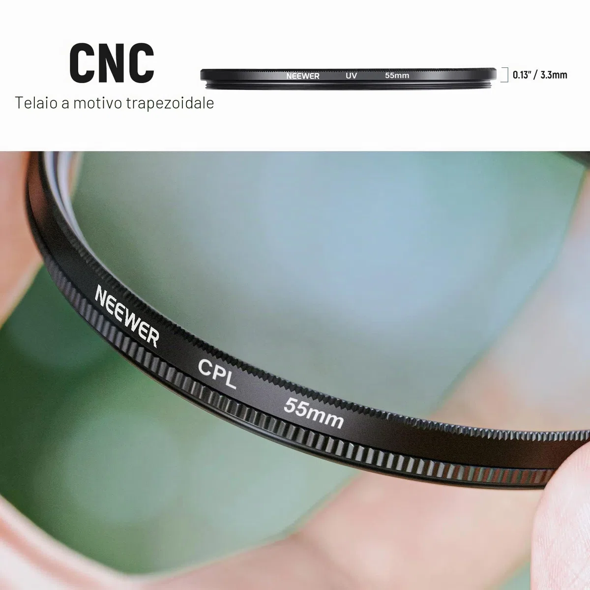 Neewer - Filtri fotografici, per obiettivo da 55 mm, professionali UV/CPL/FLD e filtro a densità neutra ND (ND2/ND4/ND8), per Sony A37 A55 A57 A65 A77 A100