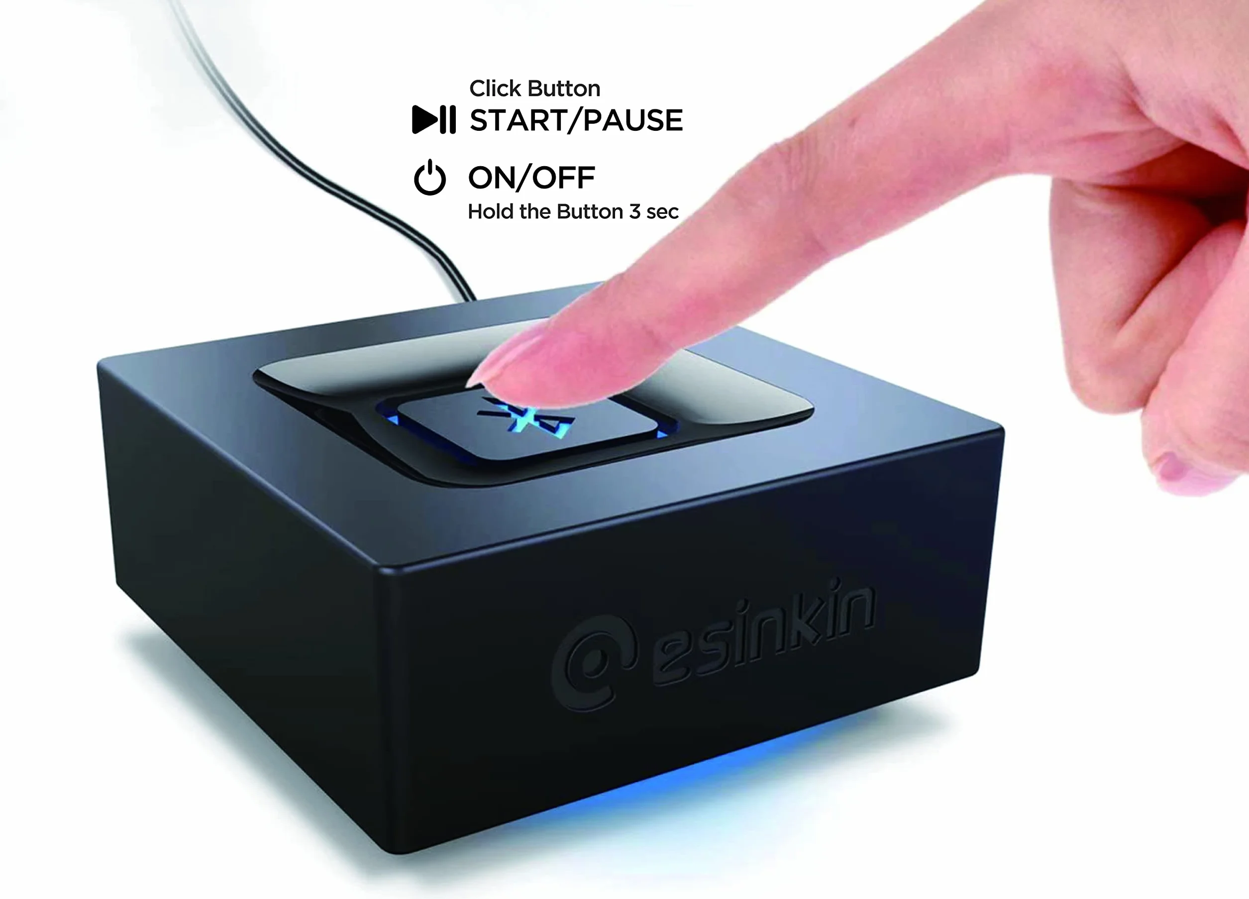esinkin Ricevitore Audio Bluetooth Wireless, Adattatore Bluetooth può funzionare con PC/Mac/Smartphone/Tablet/Ricevitore AV, Uscite Audio 3.5 mm e RCA alle Casse Altoparlanti, ‎Pulsante One-Push