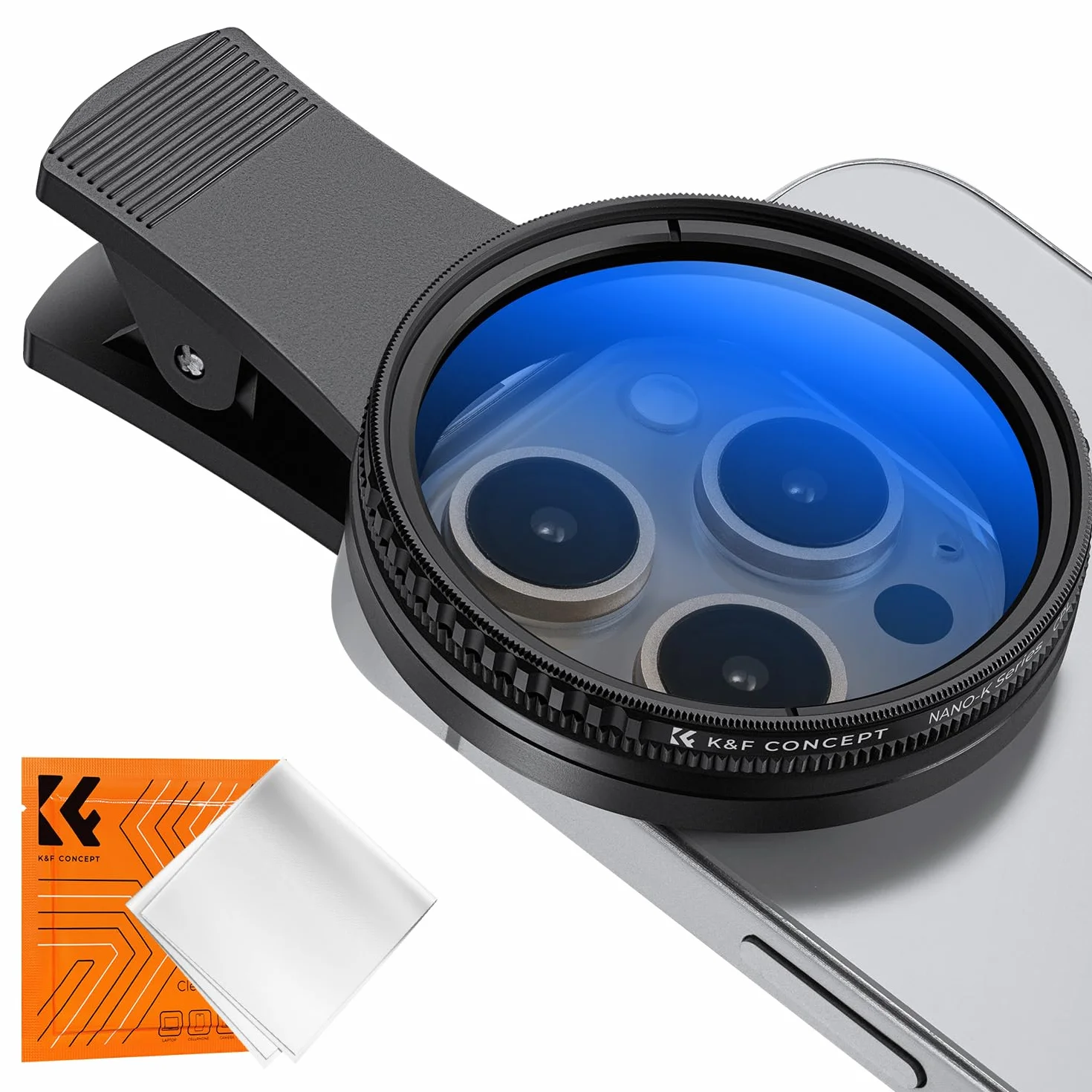 K&F CONCEPT 52mm Clip-on Filtro Polarizzatore Circolare per Cellulari Telecamera, Telefono Filtro CPL Compatibilie con iPhone 16 15 Pro Max 14 13 12 11