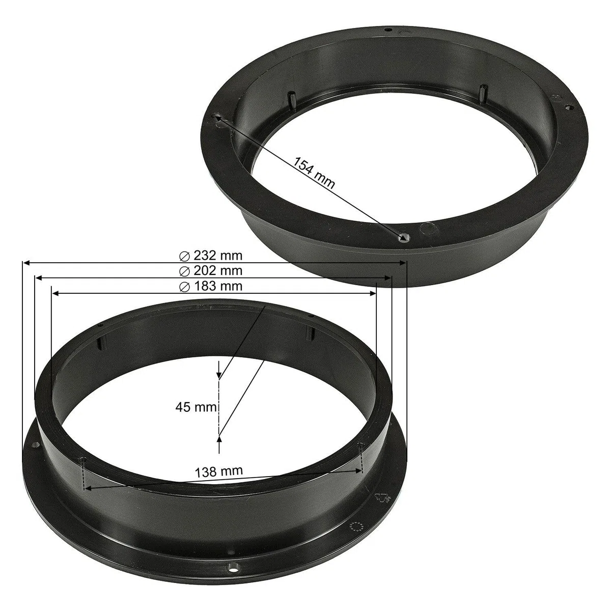 tomzz Audio 2803-017 Anelli per altoparlanti staffe adattatore compatibile con Audi A4 A5 porta anteriore per altoparlanti DIN 200mm