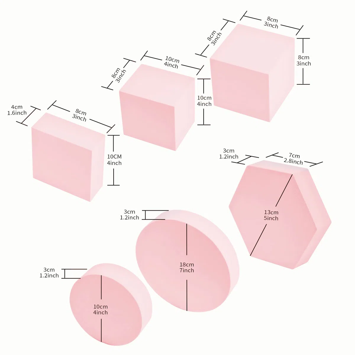 Selens Accessori di scena per fotografia, 6 stampi geometrici in schiuma a cubo, colore rosa