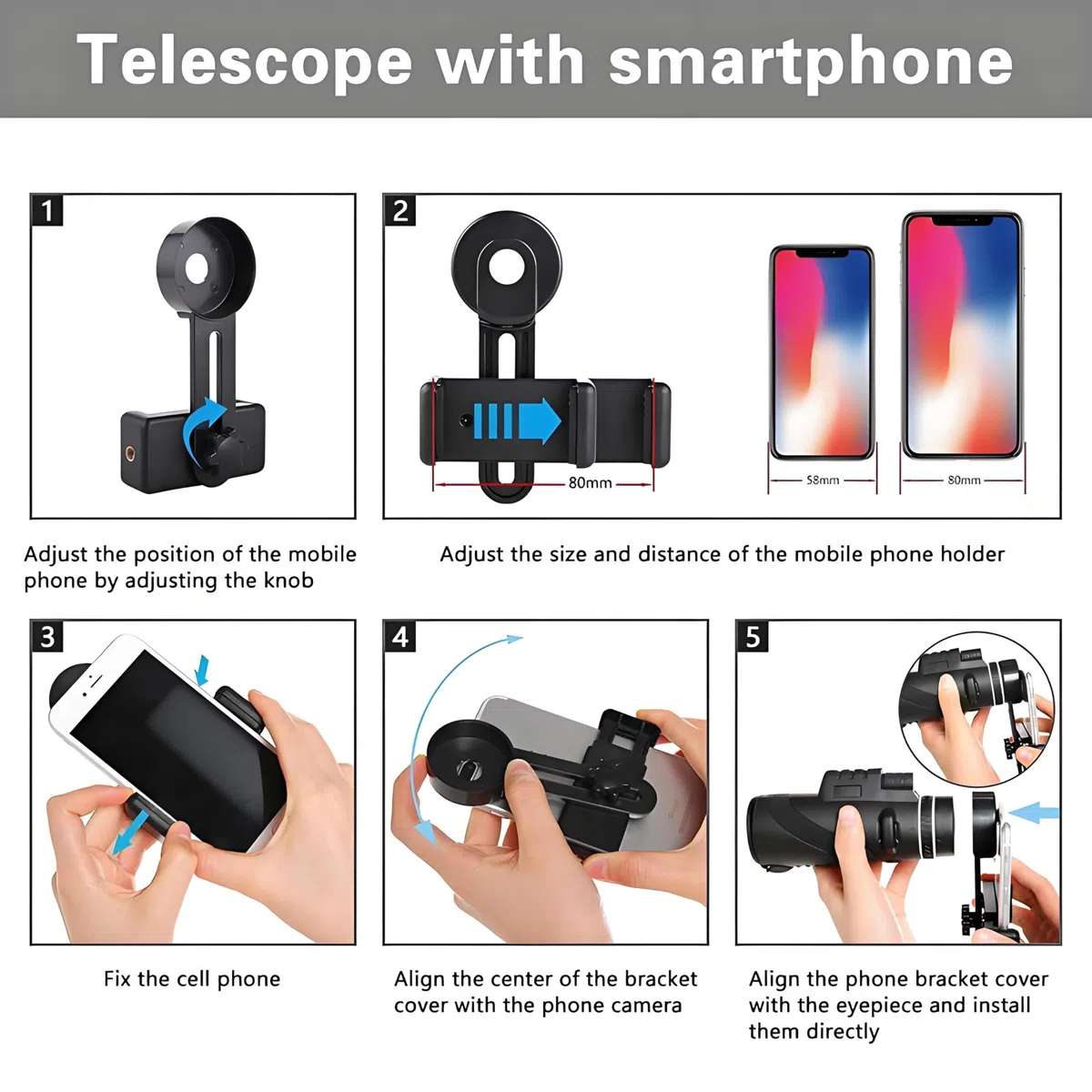 Mengshen 10x40 Telescopio Monoculare Pro Kit con Adattatore Universale Telefono Treppiede per Smartphone Digiscoping Fotografia