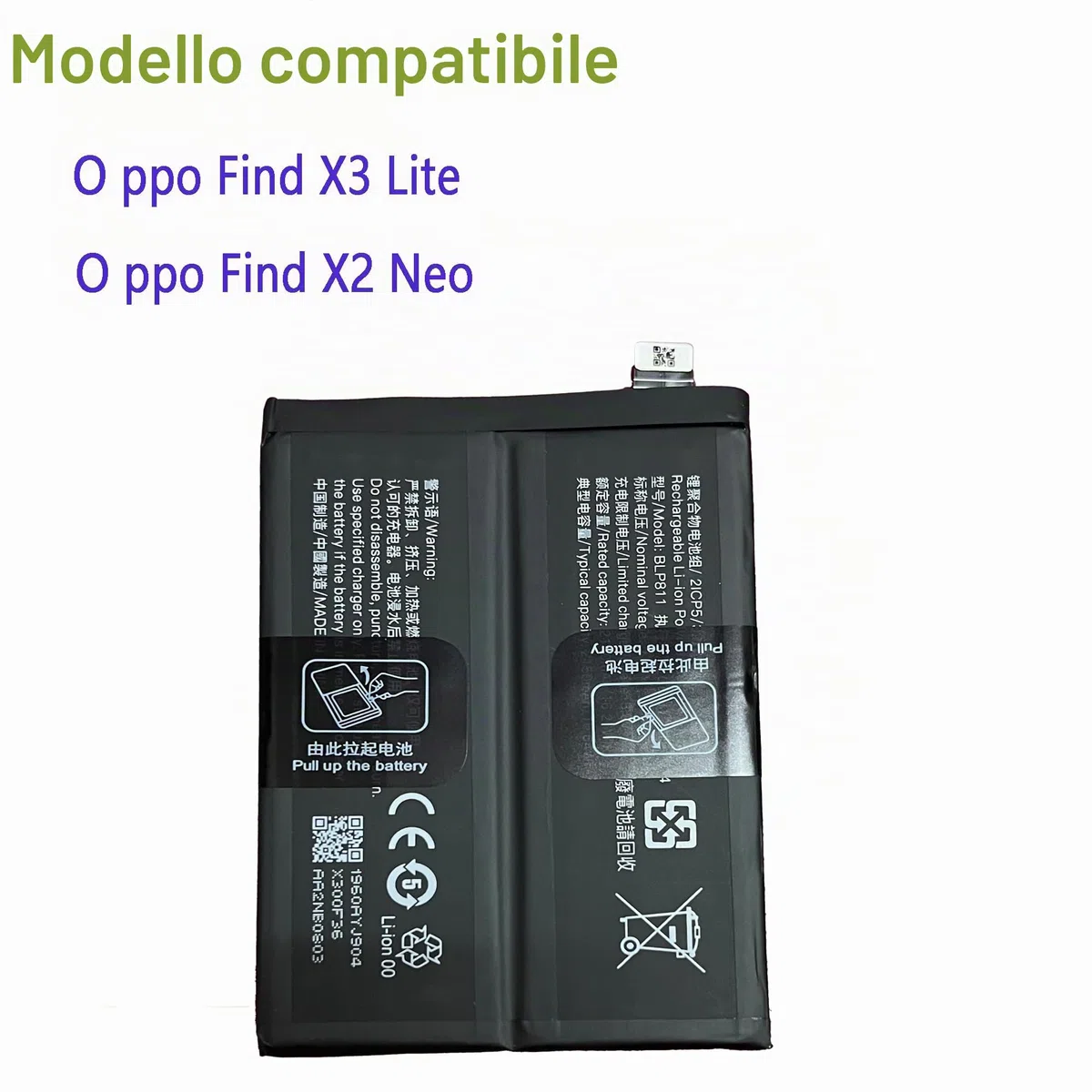 BLP811 Batteria di ricambio compatibile con Oppo Find X3 Lite & Oppo Find X2 Neo con set di attrezzi