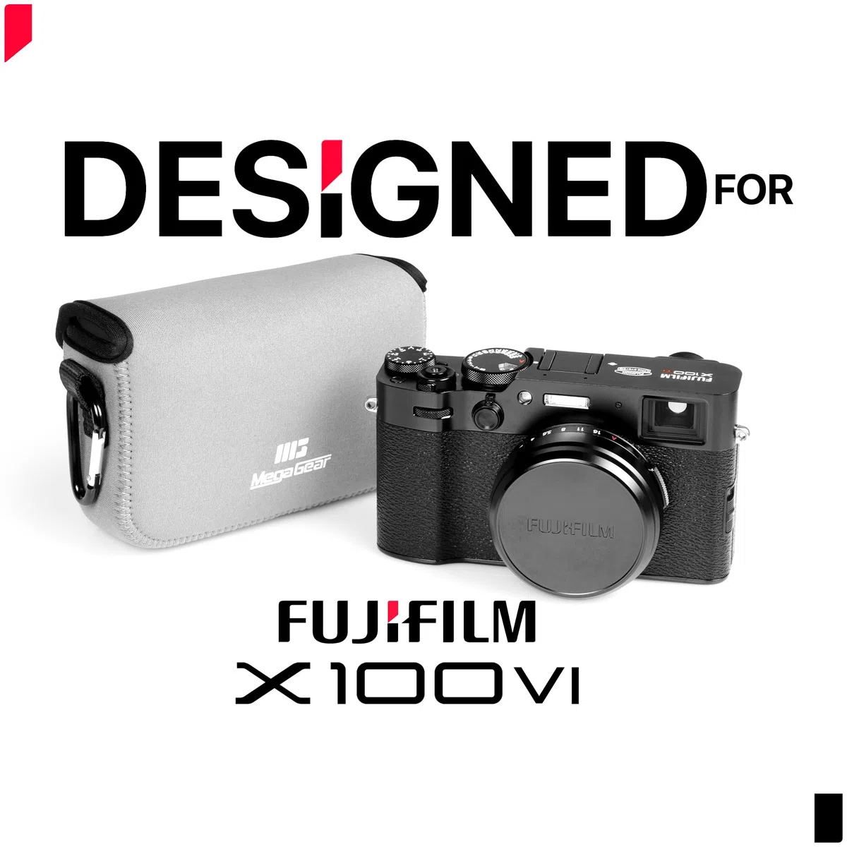 MegaGear Custodia in neoprene per fotocamera Fujifilm X100VI - Borsa elegante e protettiva per la fotografia digitale (Nero)