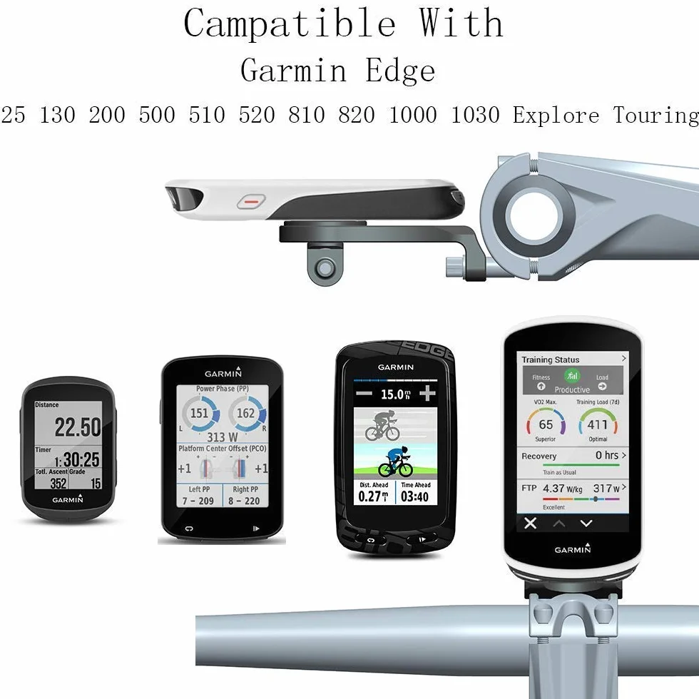 Best Tek Supporto esteso per manubrio bicicletta per NiteRider Garmin Edge 25/130/200/500/510/520/800/810/820/1000/1030