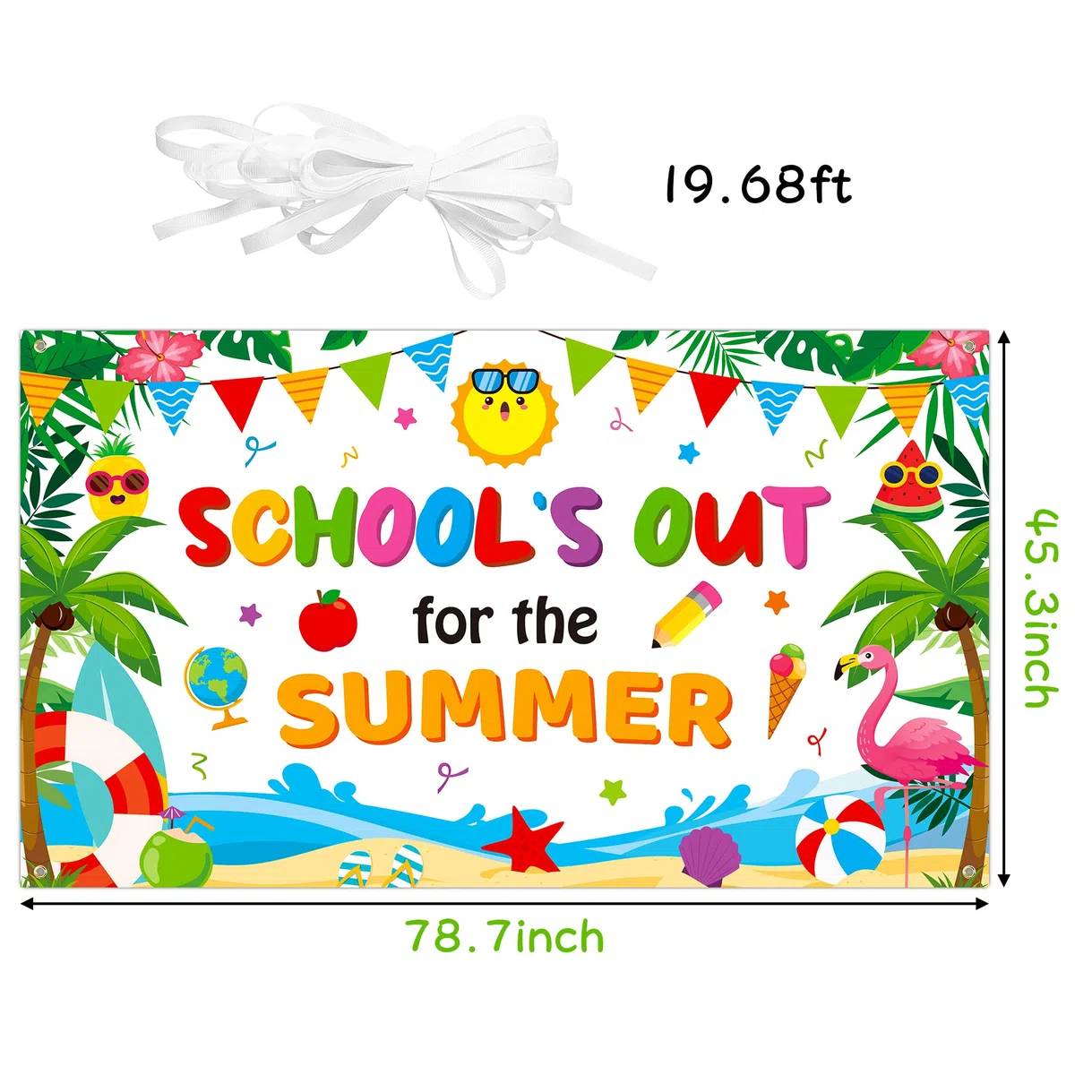 WATINC School's Out for The Summer Banner Decorazioni Xtralarge Fine dell'anno scolastico Sfondo Scuola materna Laurea Forniture per feste prescolari Photo Booth per parete Casa Interno Esterno 190 x
