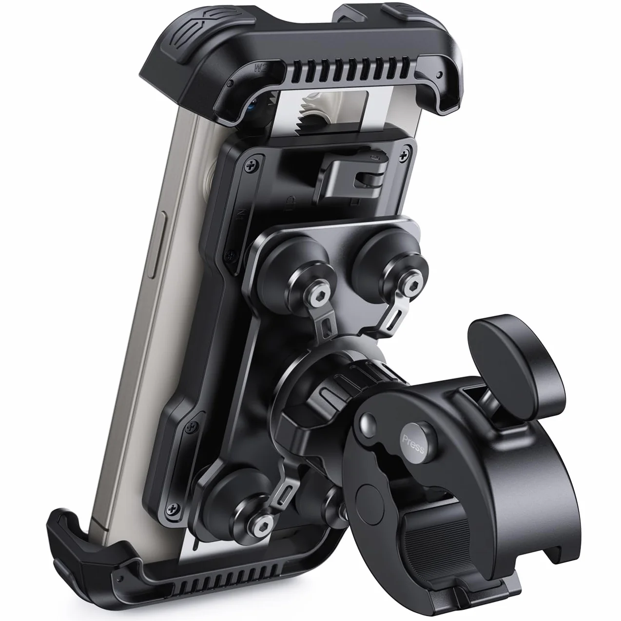 Lamicall Supporto Telefono Moto Antivibrazione Doppio Ammortizzatore 360° Rotazione Universale Manubrio Bicicletta per iPhone 17 16 15 14 13 Xiaomi 4.7-6.8"