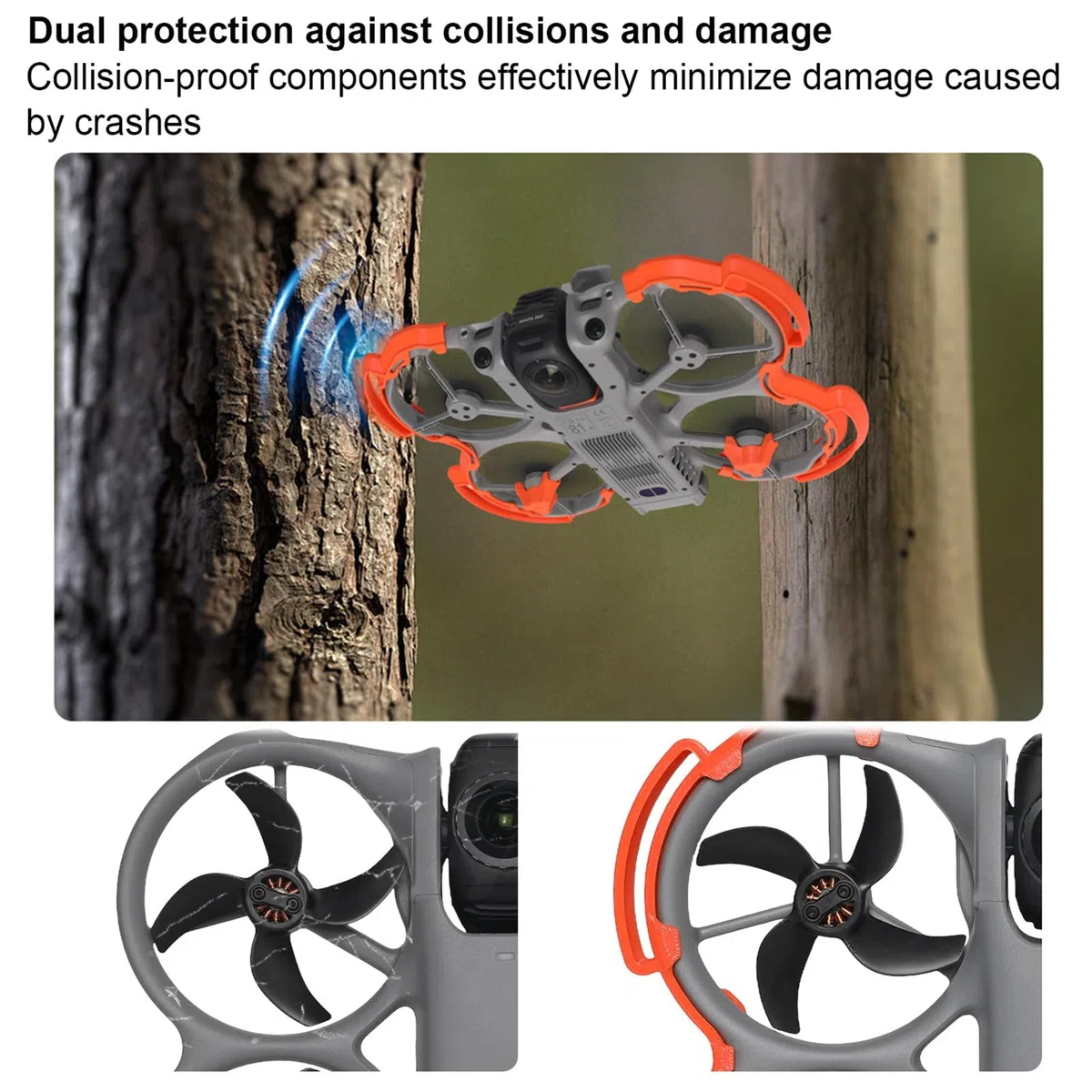Protezione Kit per DJI Avata 360, Eliche Protezione + Carrello di atterraggio, Gimbal Copertura protettiva Anelli paracolpi Gambe allungate Drone Supporto Accessori per DJI Avata 360 (Black)