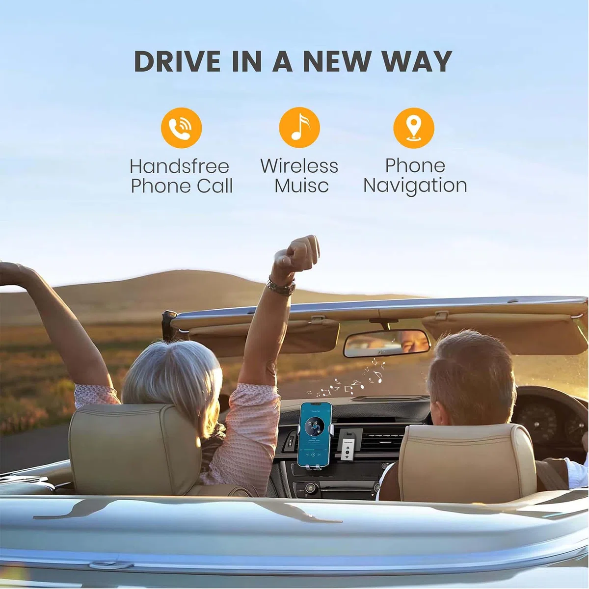 MAEDHAWK Ricevitore Bluetooth 5.2 per Auto con Jack Aux da 3,5 mm Ruotabile Kit audio wireless A2DP per Auto, Altoparlanti per Streaming di Musica Stereo per la casa, Chiamate in Vivavoce
