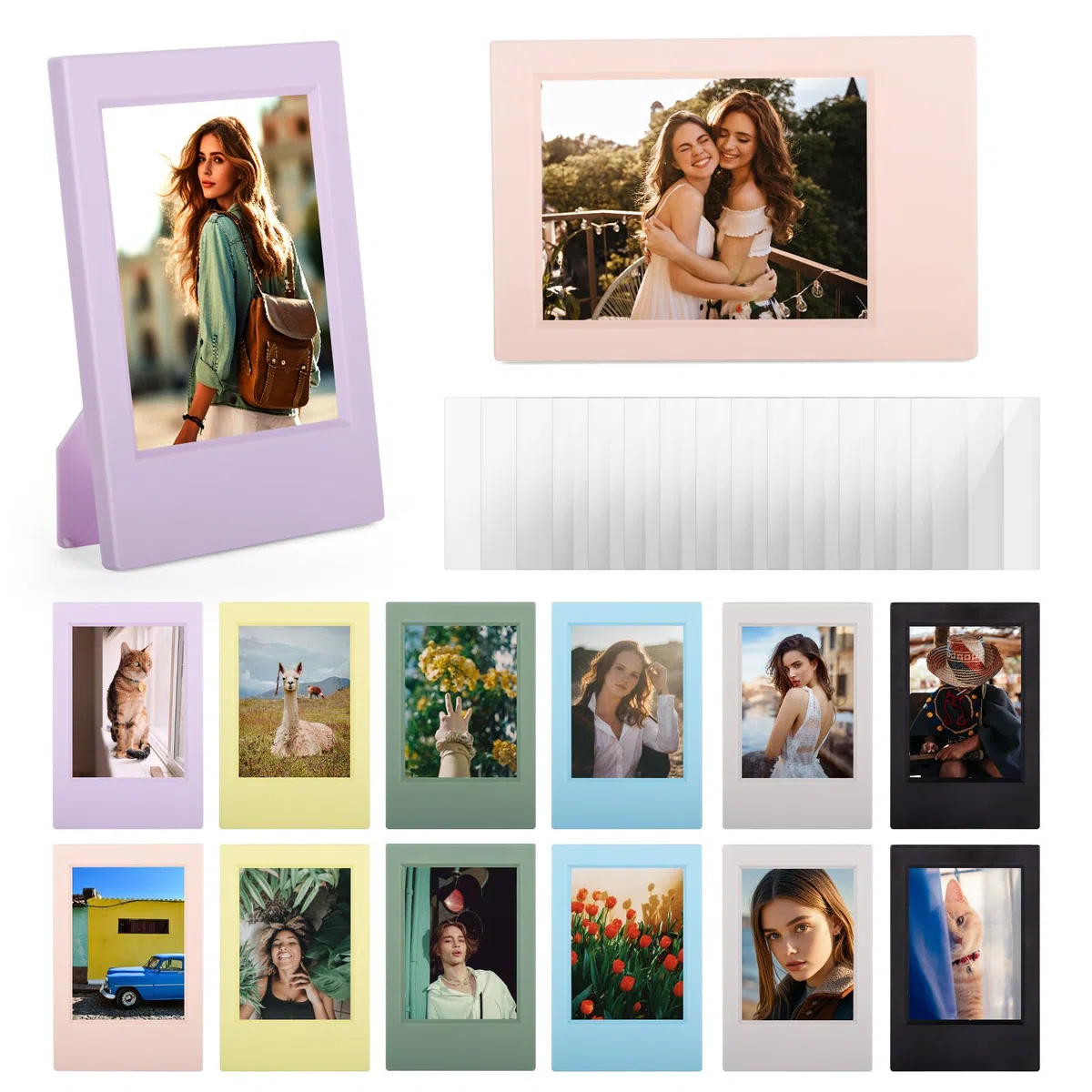 14 confezioni di 2x3 mini cornice portafoto per Instax Mini EVO/12/11/Liplay/SE/Link 3/41/40/99/90/7+ fotocamera a pellicola, supporto da scrivania piccolo con cornice portafoto con pellicola