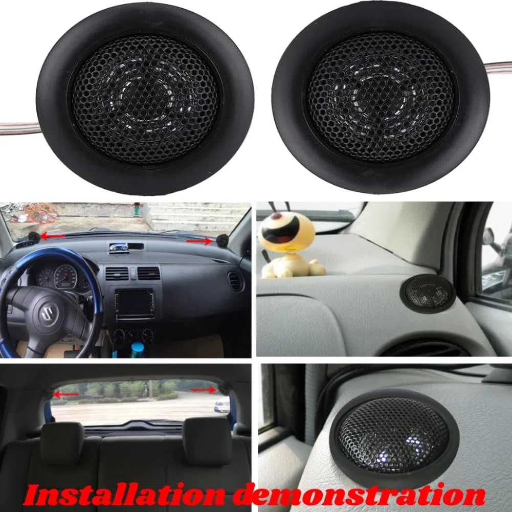 Tyenaza Altoparlanti per auto, Tweeter per auto Coppia generale 12V 120W Auto Mini Super Power Altoparlanti per tweeter a cupola ad alta potenza Altoparlanti per tweeter a cupola micro a tromba