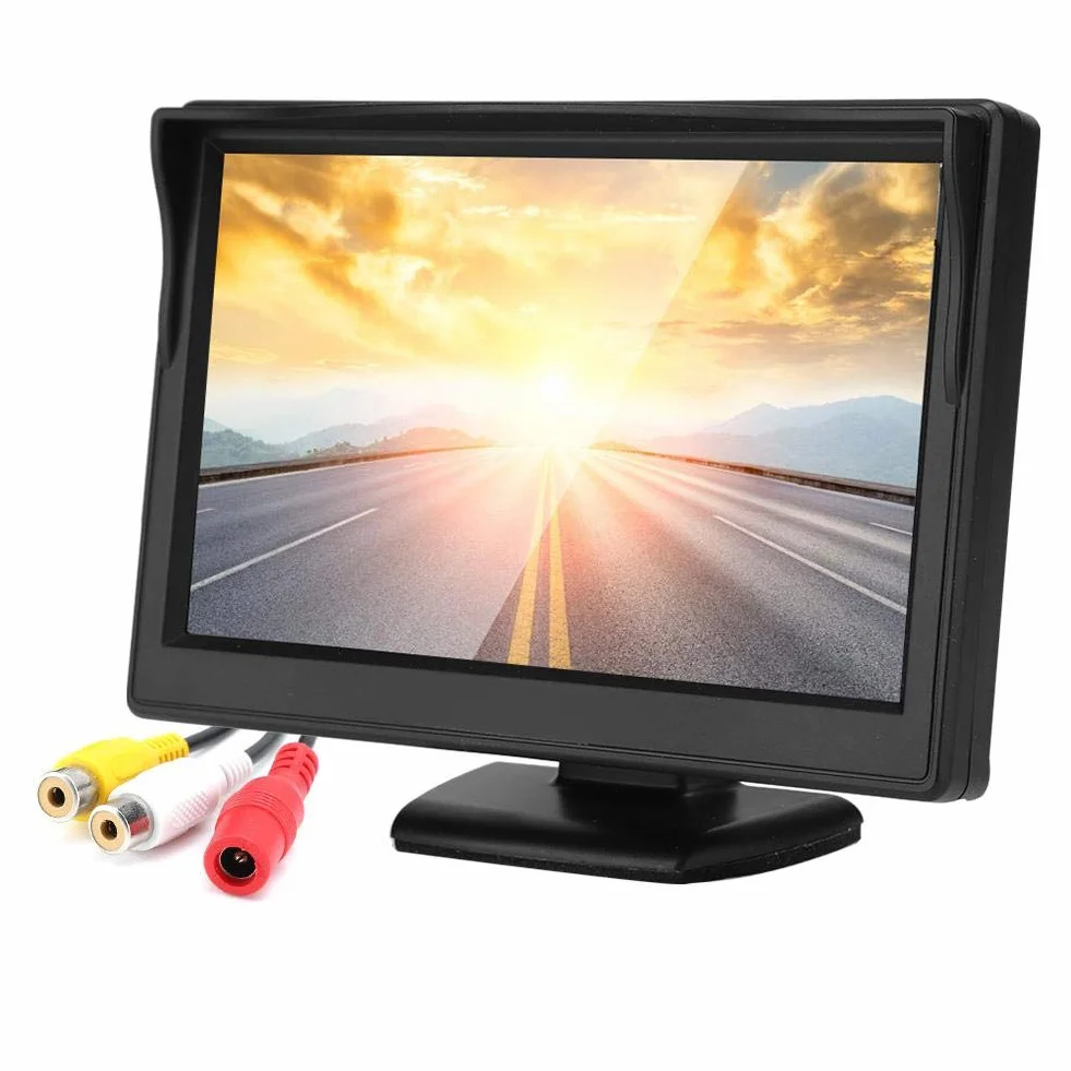 Monitor auto, 5 pollici HD TFT LCD Telecamera per retromarcia Supporto per monitor impermeabile PAL/NTSC per telecamera di backup per auto.