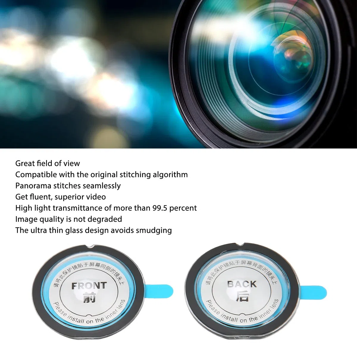 Dual Lens Guards per X3 Panoramic Camera, Cover Protettiva PC Antigraffio Sticky Lens Protector per Insta 360 X3 Panoramic Lens Accessories