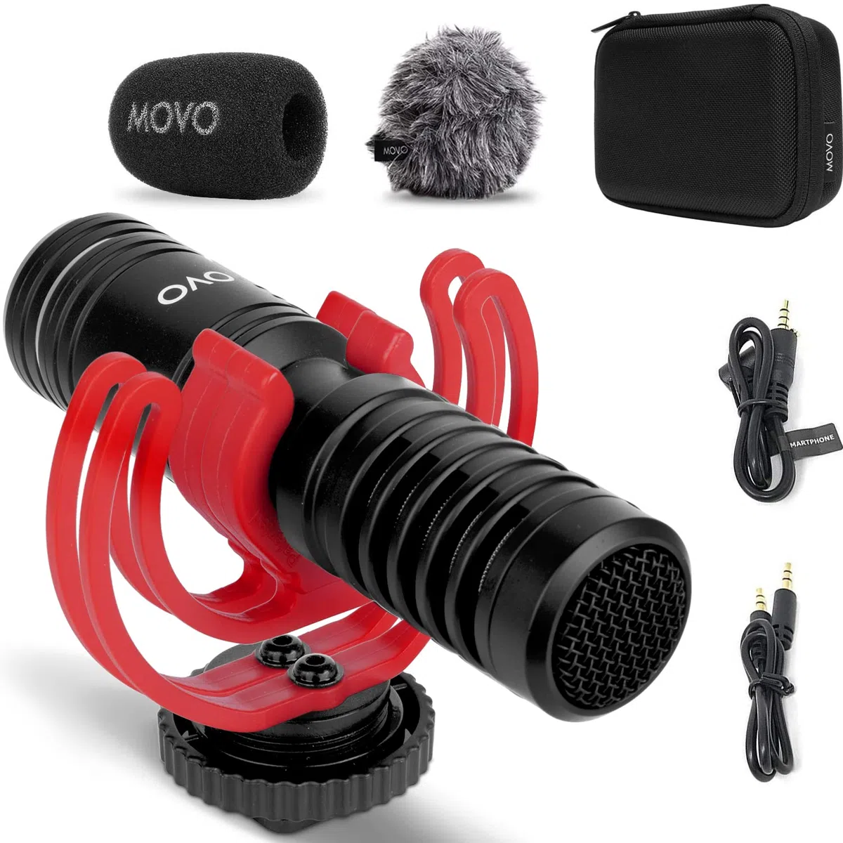 Movo VXR10-PRO VXR10-PRO Microfono Video Esterno per Fotocamera con Attacco Shock Rycote Lyre - Microfono Shotgun compatto e accessori compatibili con smartphone e fotocamere DSLR