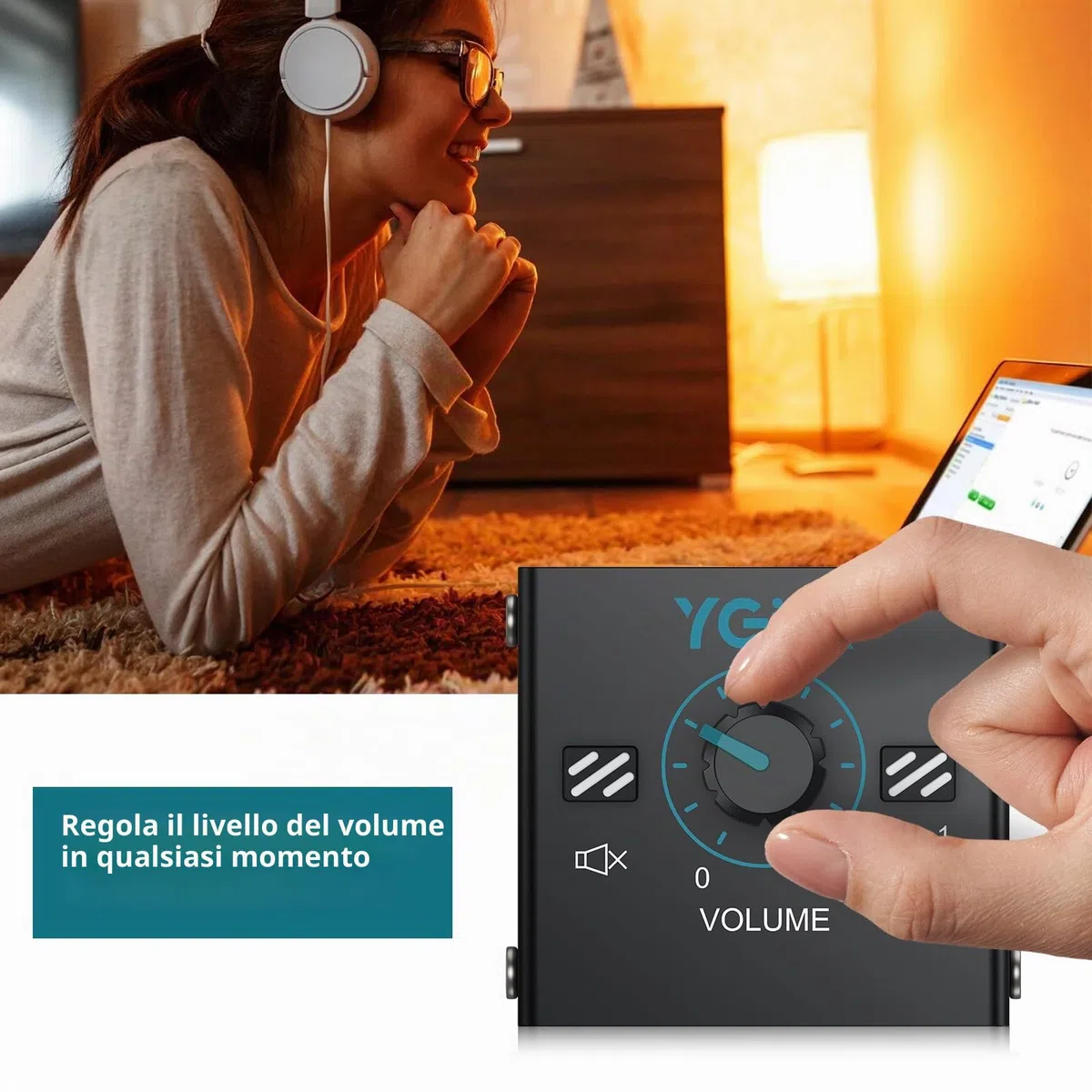 Switch Audio HDMI 2-in-1-out con Controllo Volume Integrato, Splitter 3.5 mm Senza Alimentazione per PC/TV/Cuffie - Cavo 1m Incluso e Design Compatto