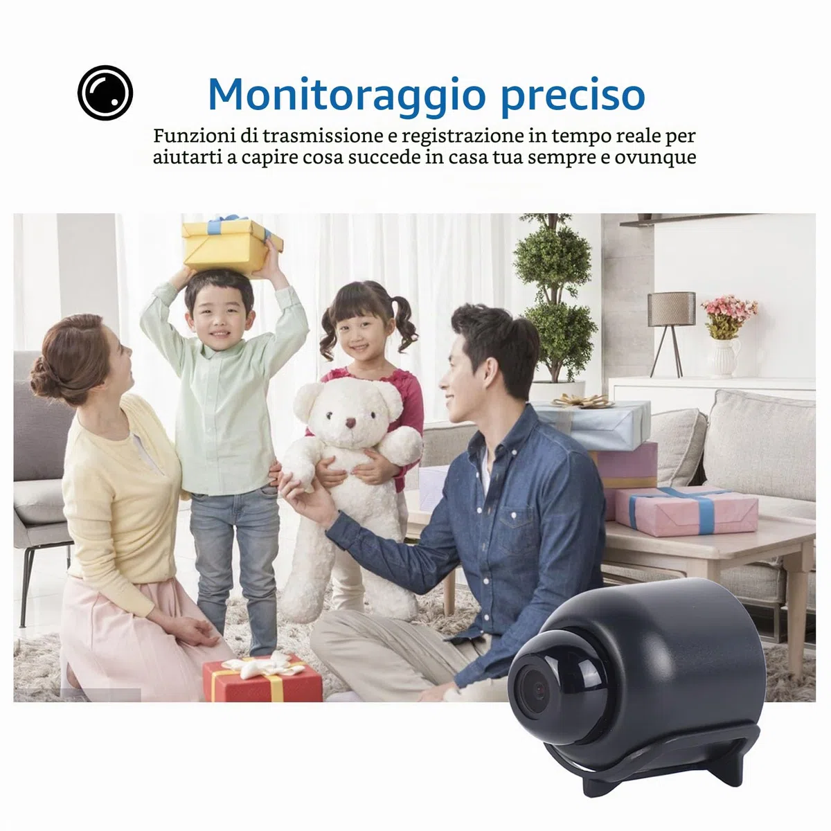 Mini Telecamera Wi-Fi per Visione Notturna Monitoraggio Remoto Telecamera di Sicurezza per Rilevamento Mobile per Interni Domestici