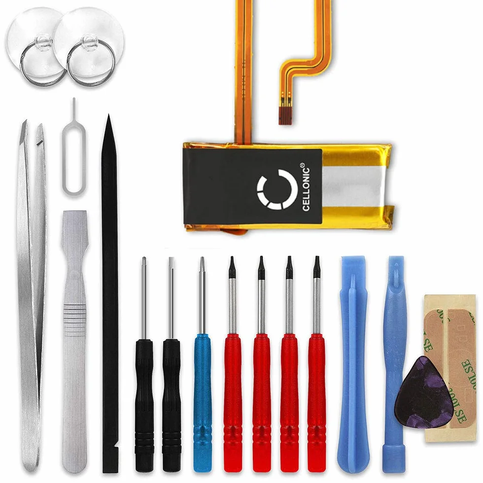 CELLONIC, Batteria per Lettore MP3 compatibile con Apple iPod 7 Gen. (Classic Late 2009) - A1238-16 (3.7V, 450mAh) + Set di attrezzi