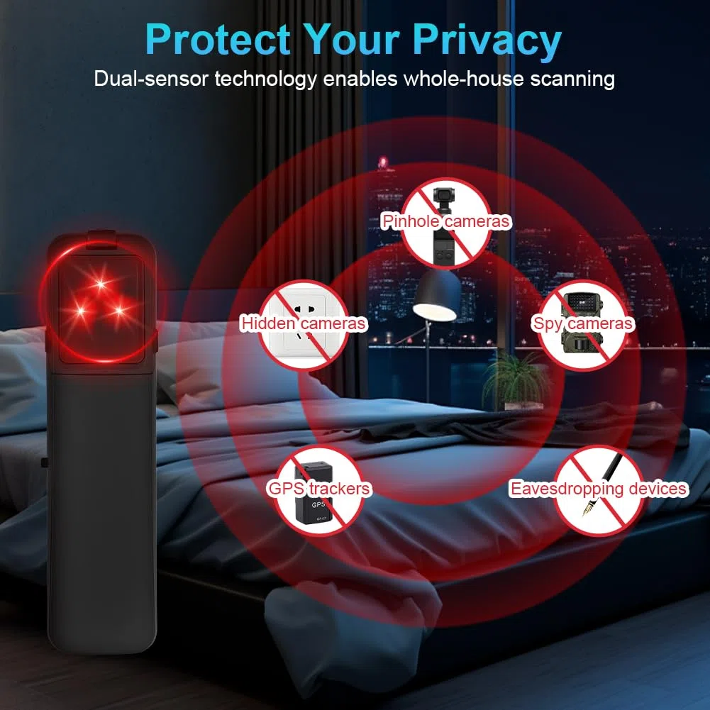 Detector Telecamere Nascoste, Rilevatore Microspie, Rilevatore di Cimici, Ufficio Anti-spia, GPS Tracker, con Scansione Avanzata per Casa, Hotel, Ufficio